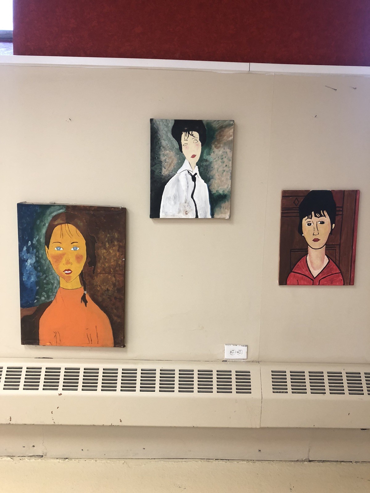 Modigliani Inspired Homage Painting Acrylic Hand Painted By Sp. Ed art Students