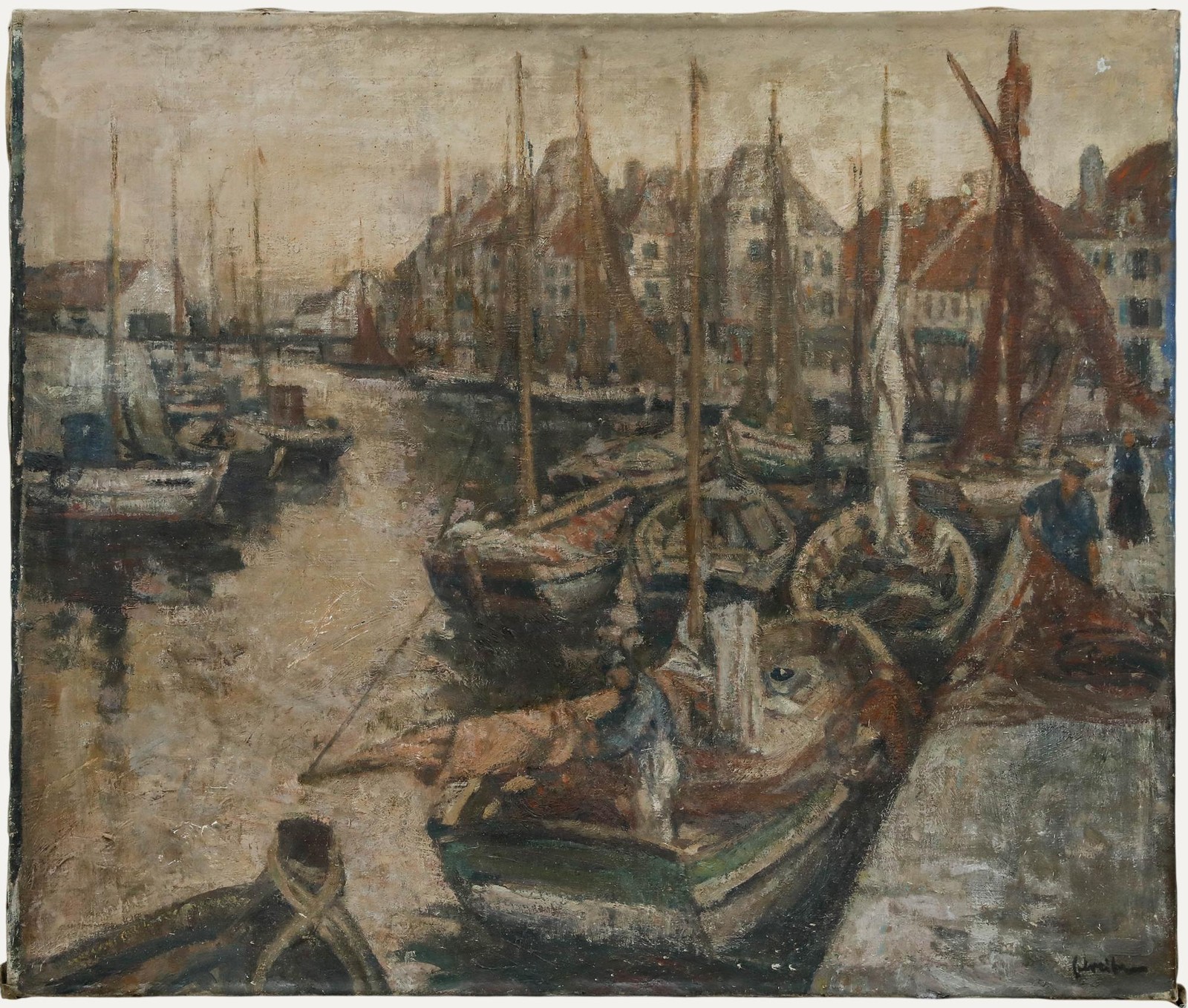 Richard Schreiber (1904-1963) – Mid 20th Century Oil, Breton Fishing Port