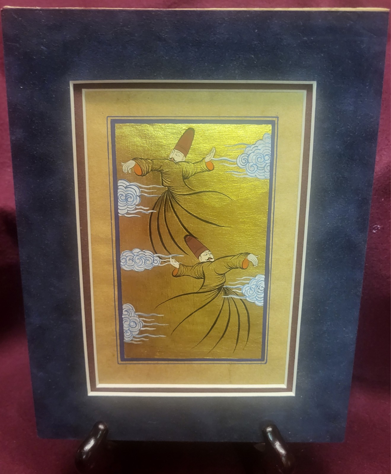 Handmade Whirling Dervish Art with Gold Leaf, Sufi Mystic Art, Dervish Painting
