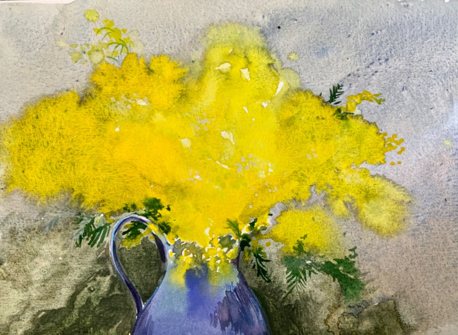 Original watercolor painting «Mimosa» 20.5×14.5 cm. By I. Tarasova