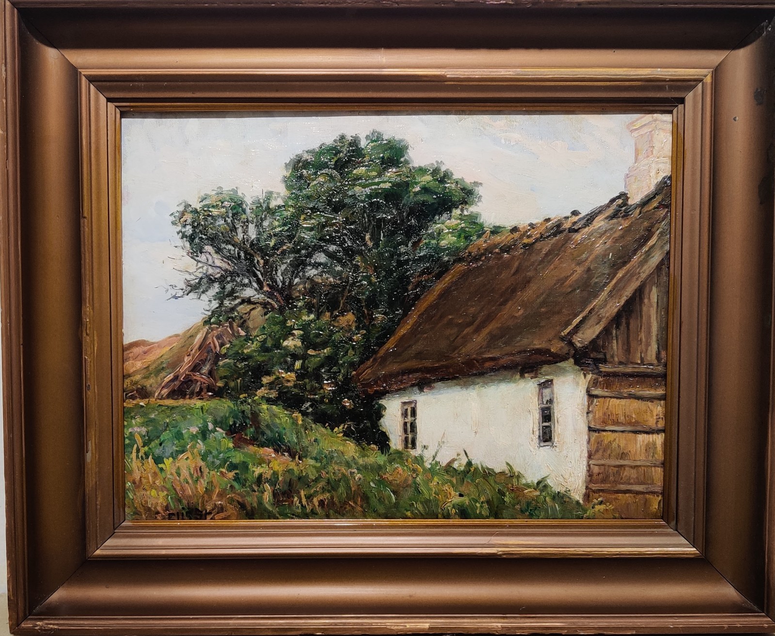 Elisabeth Schiøtt (1856-1938): OLD COTTAGE, original oil painting
