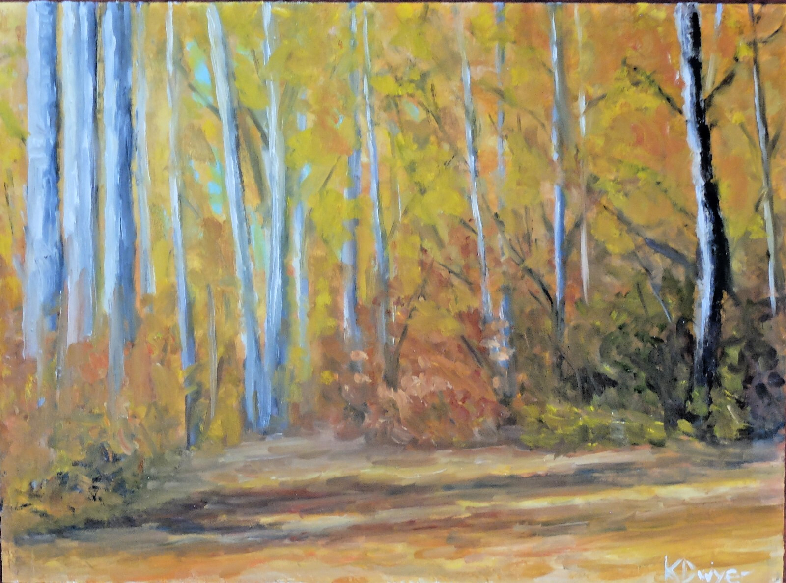Original landscape oil painting, new, signed, autumn, forest