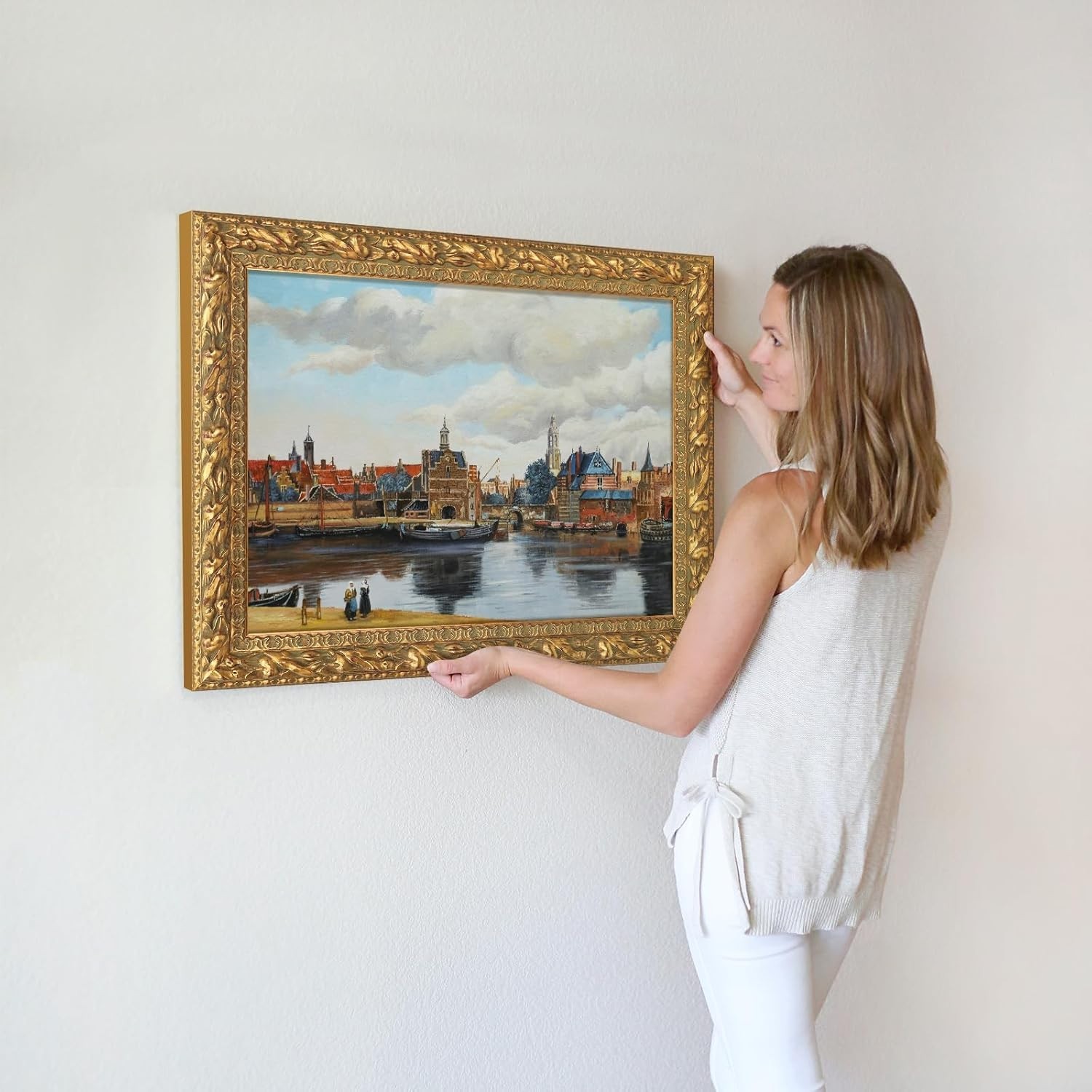Solid Wood Ornate Canvas Frame for 12×16 Oil Painting Art Prints, Golden Fram…