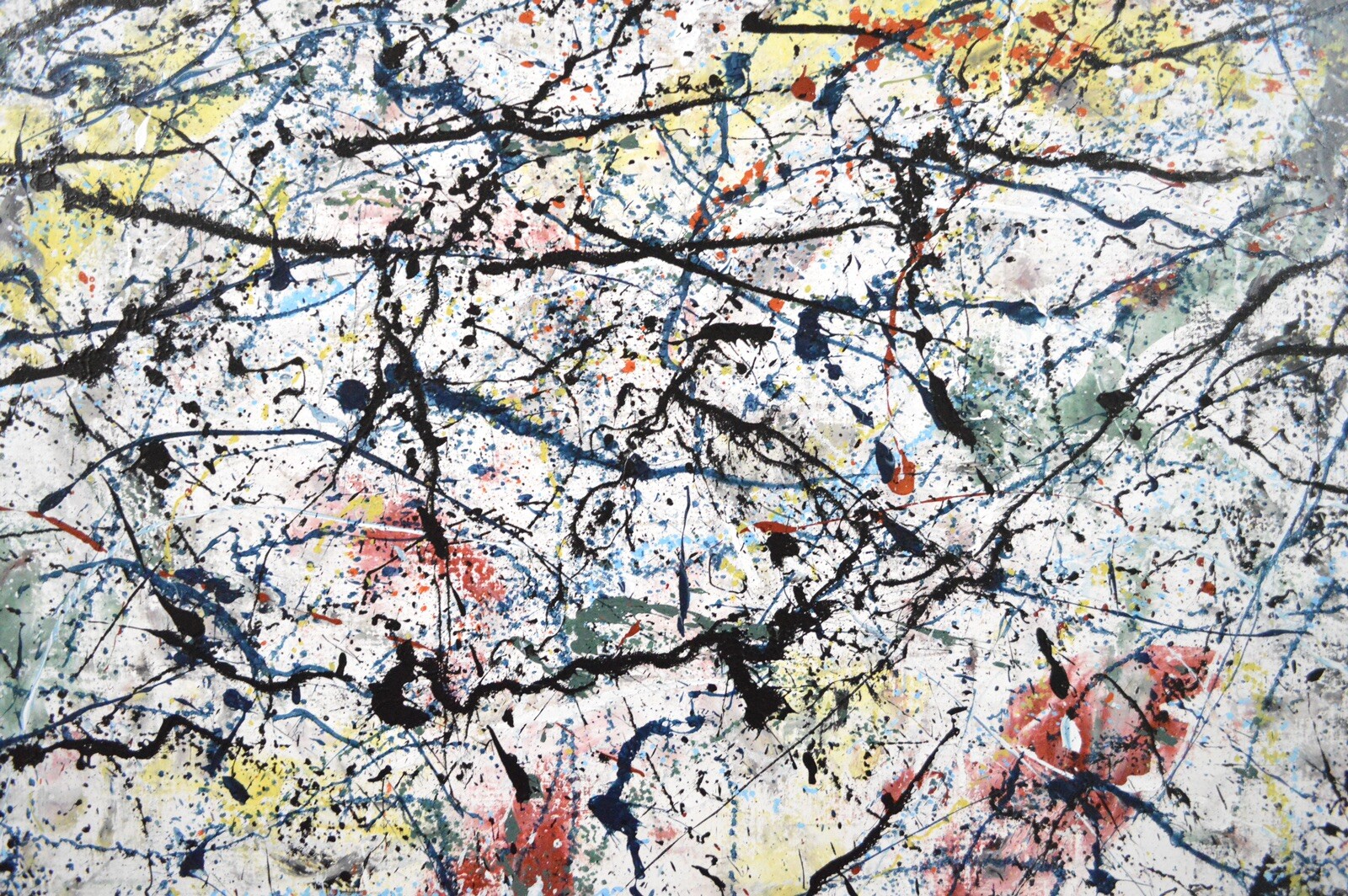 Pollock/Richter style Professional Painting 81” X 62”(6ft 9in)Abstract Modern XL
