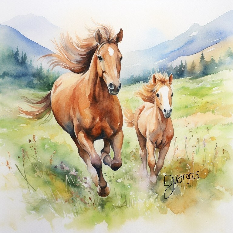 Horse Watercolor Painting 8×11 inch Art Print