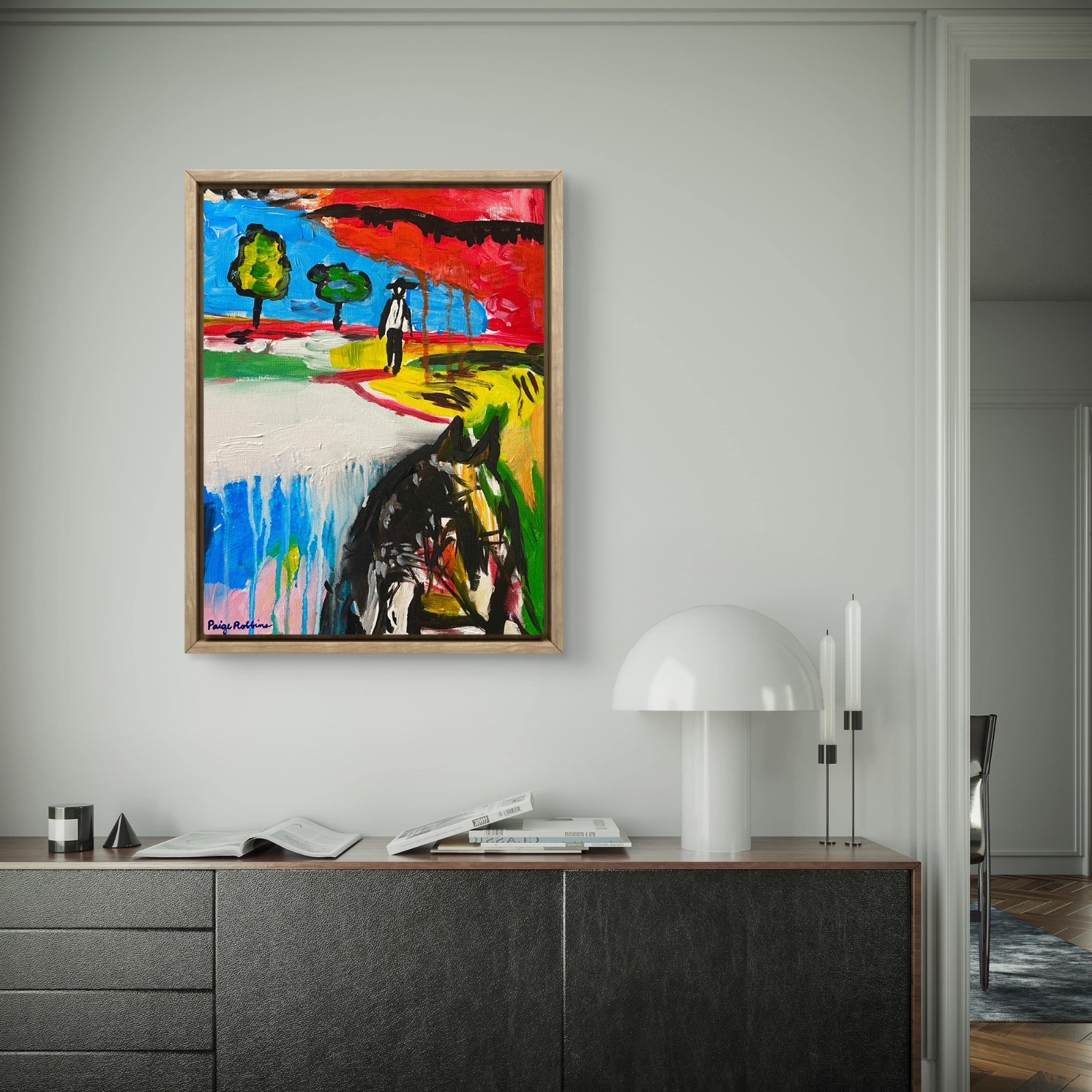 Abstract Expressionism Cowboy Horse 11×14 Western Canvas Painting
