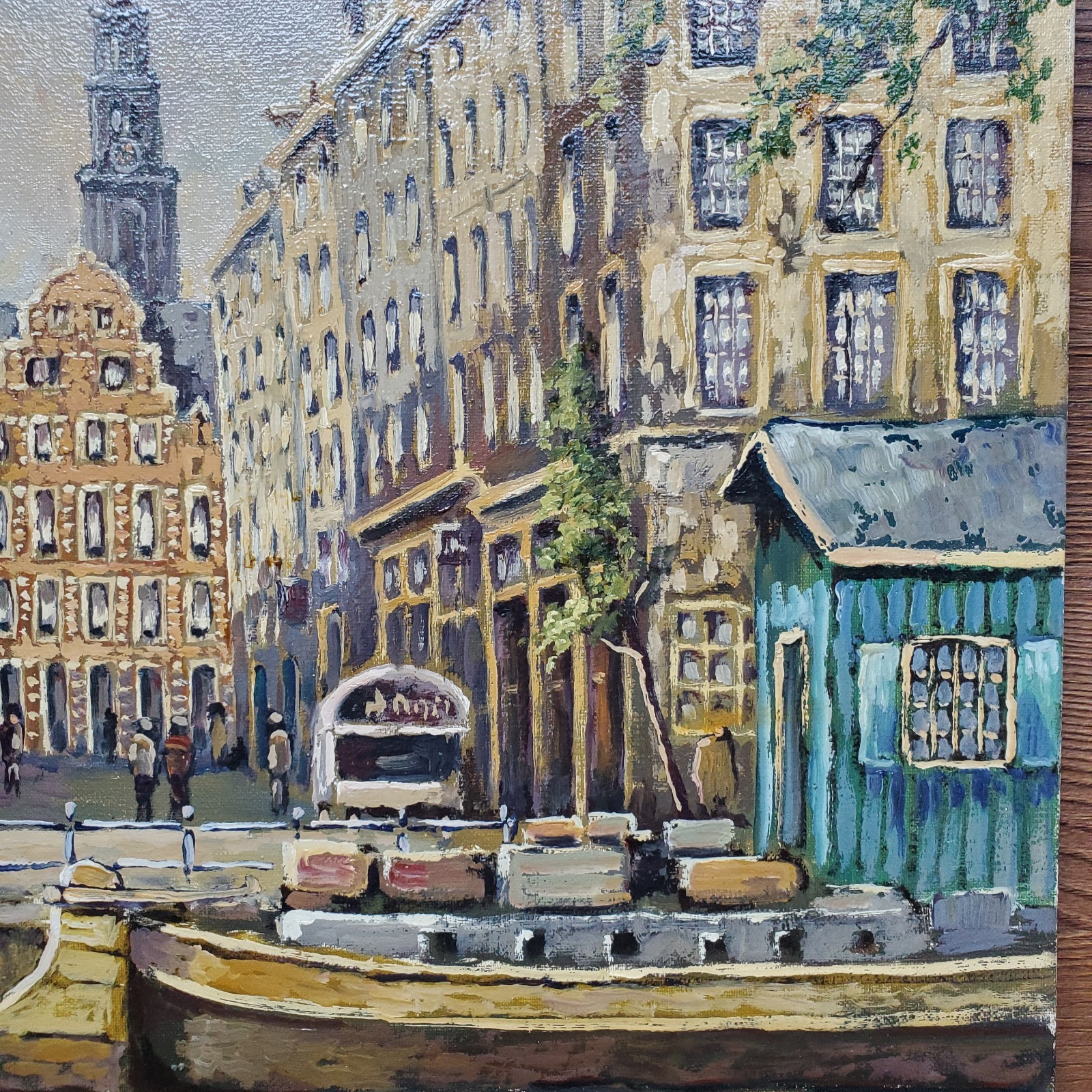 MCM JAN VAN BEEK Original Amsterdam Netherlands Canal Oil Painting Signed
