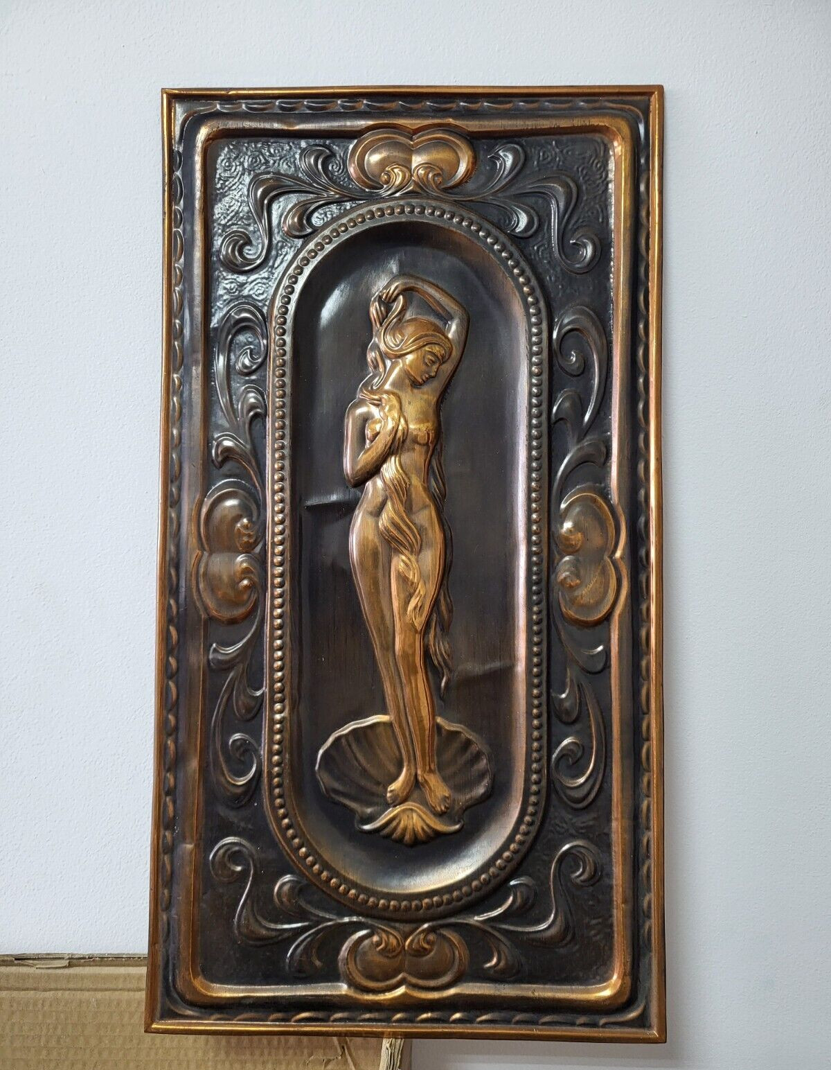 Vintage Wall Metal Embossing Birth of Venus Nude Decor USSR Zaporozhye Ukraine
