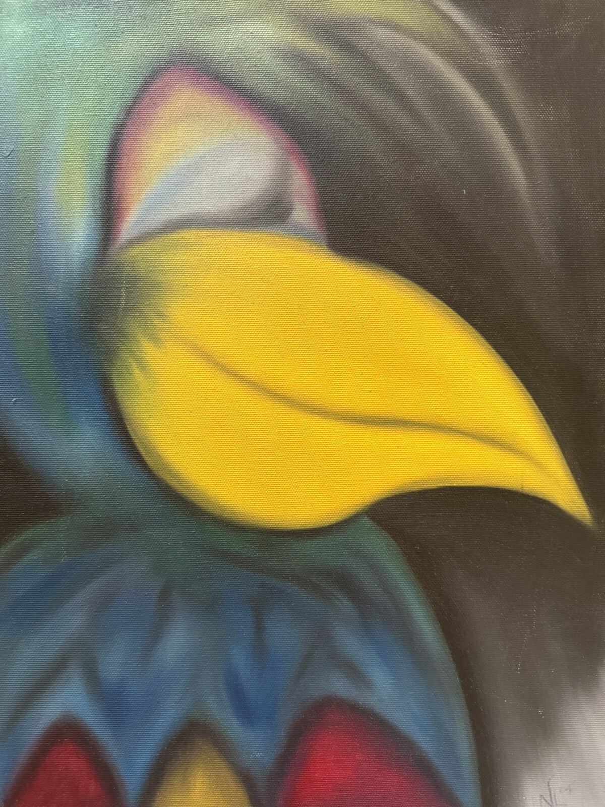 NL 2004 Signed Oil Painting on Canvas TOUCAN Bird Portrait 16 x 12 inch