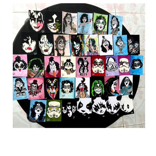 ACEO KISS 78 pcs ART Cards ART Music Band Rock ART PAINTING HAND NEW