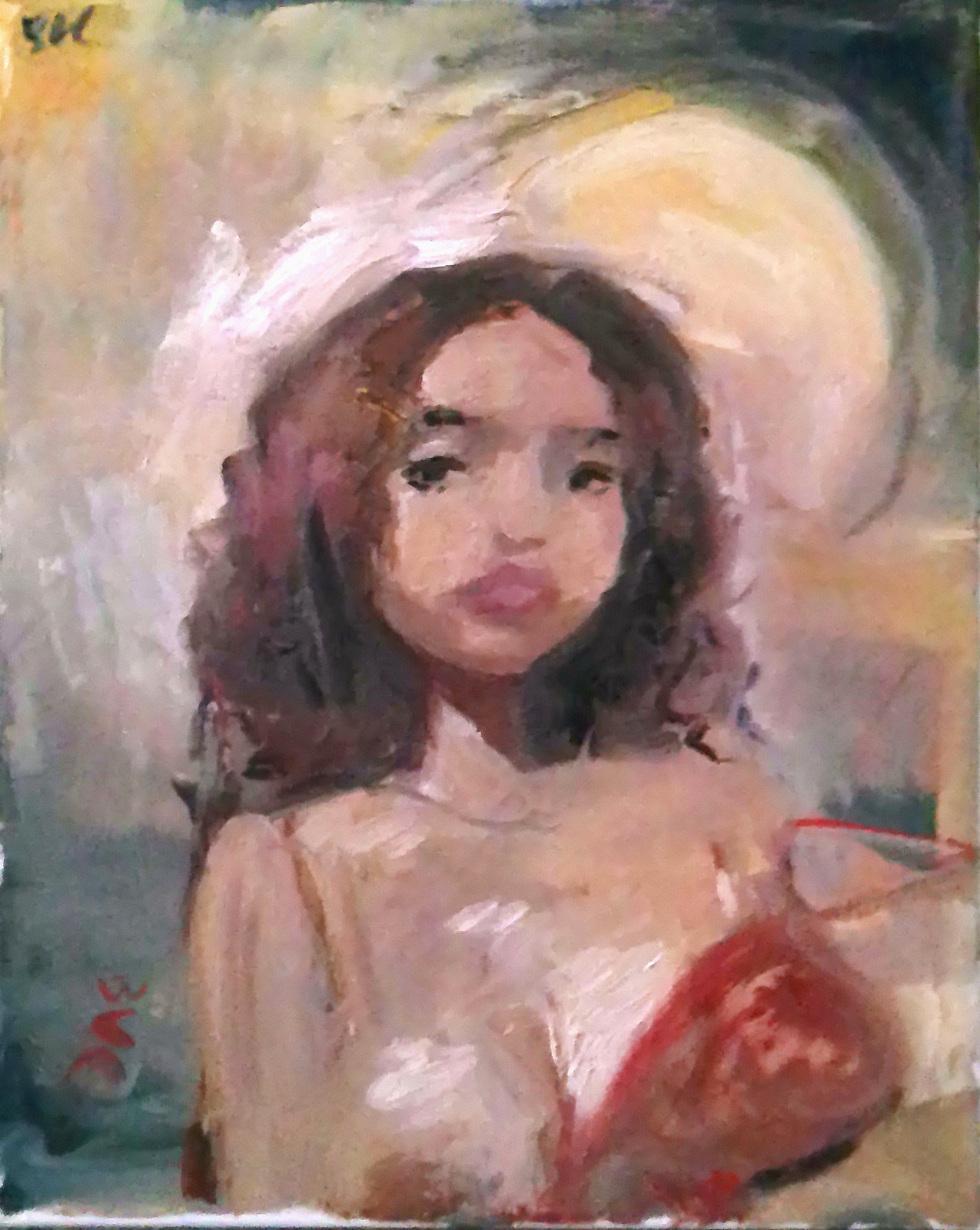 16″x20″ Boudoir Realism Portrait Woman Oil Painting on Canvas Original Signed