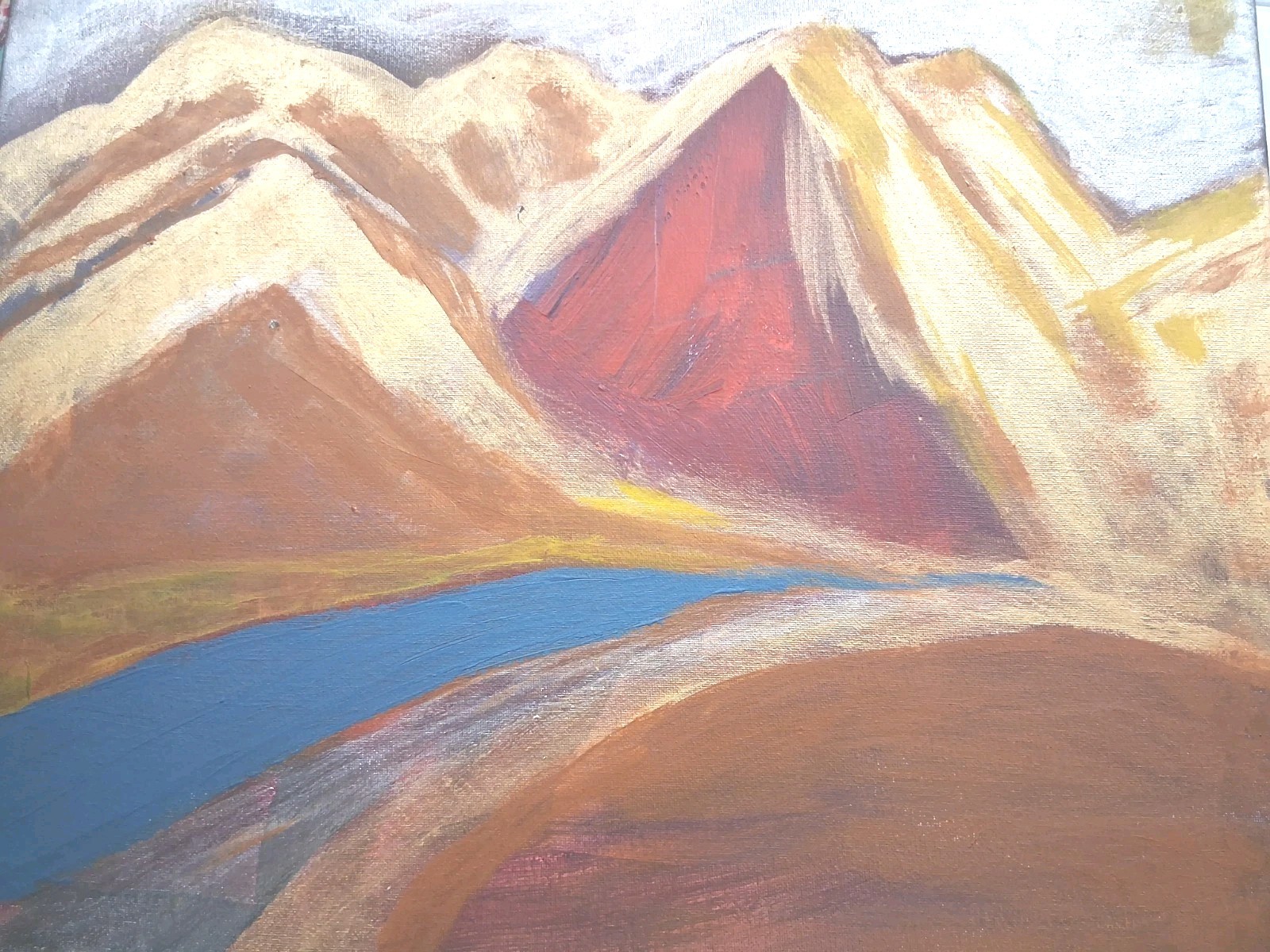 Original Art Painting Acrylic Canvas 20″ x 16″ Modern Abstract Mountain Range