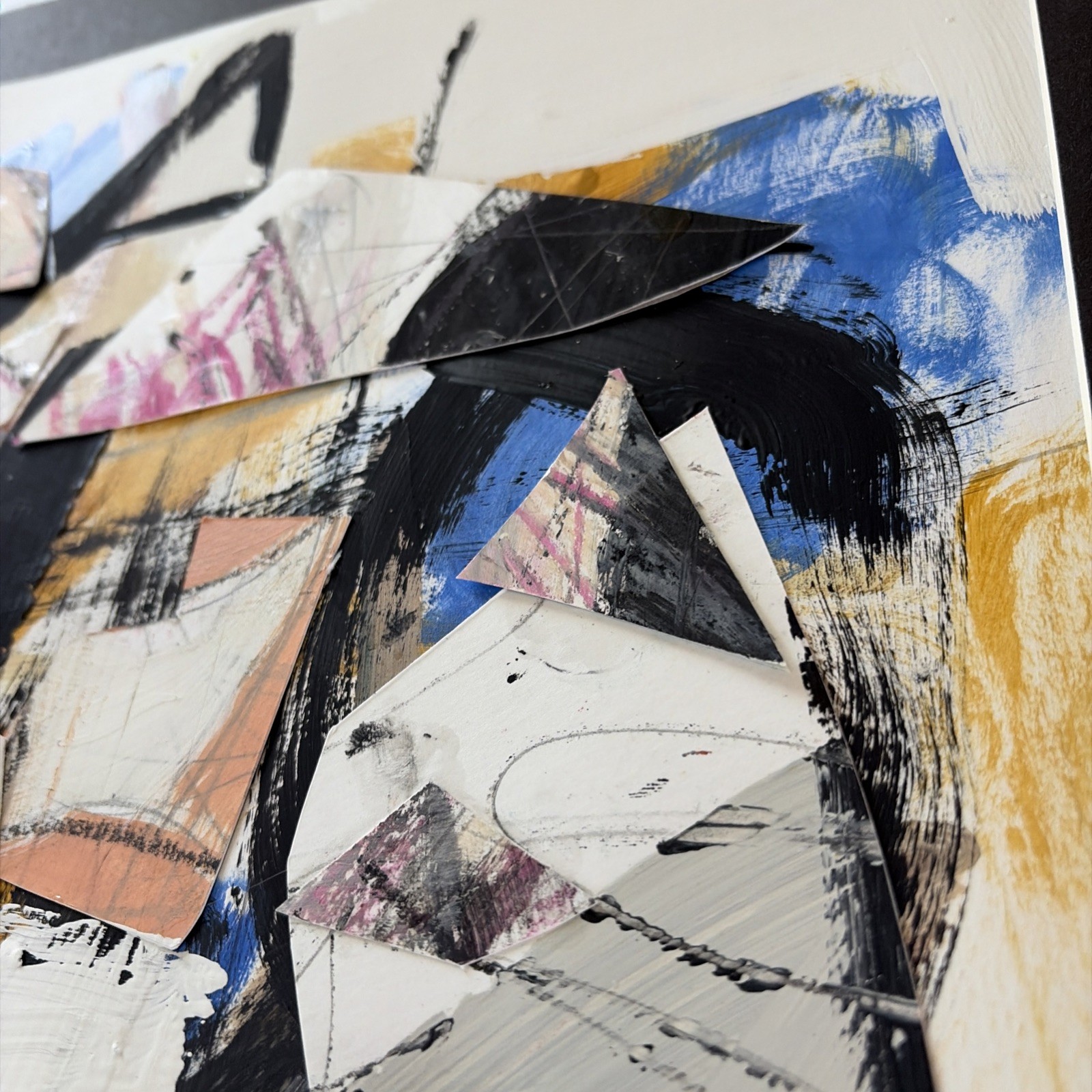 Beto Mejia Original Modernist Abstract Expressionist Art Painting Collage
