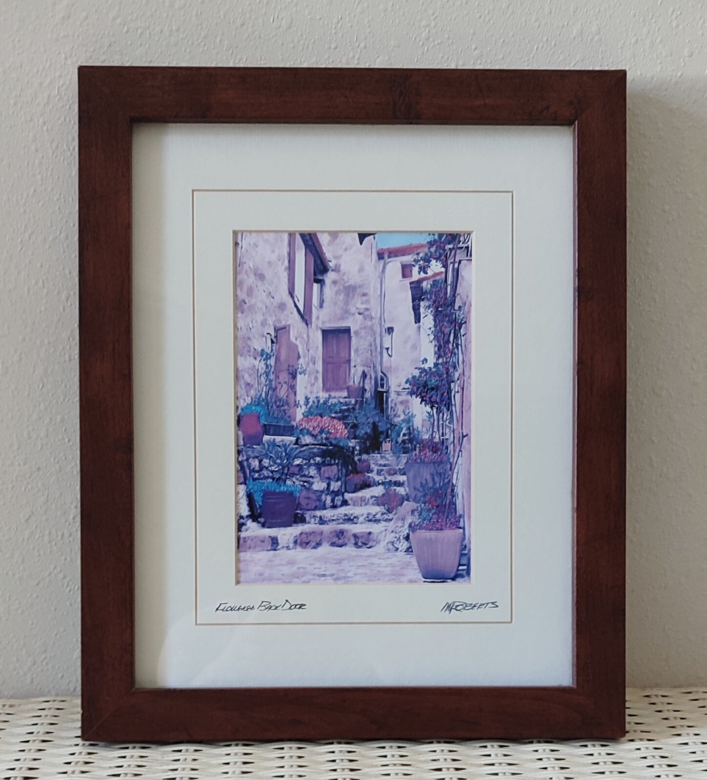 «Flowered Backdoor» By Martin Roberts II Paint Art Framed & Signed 13″ x 16″ 1/4
