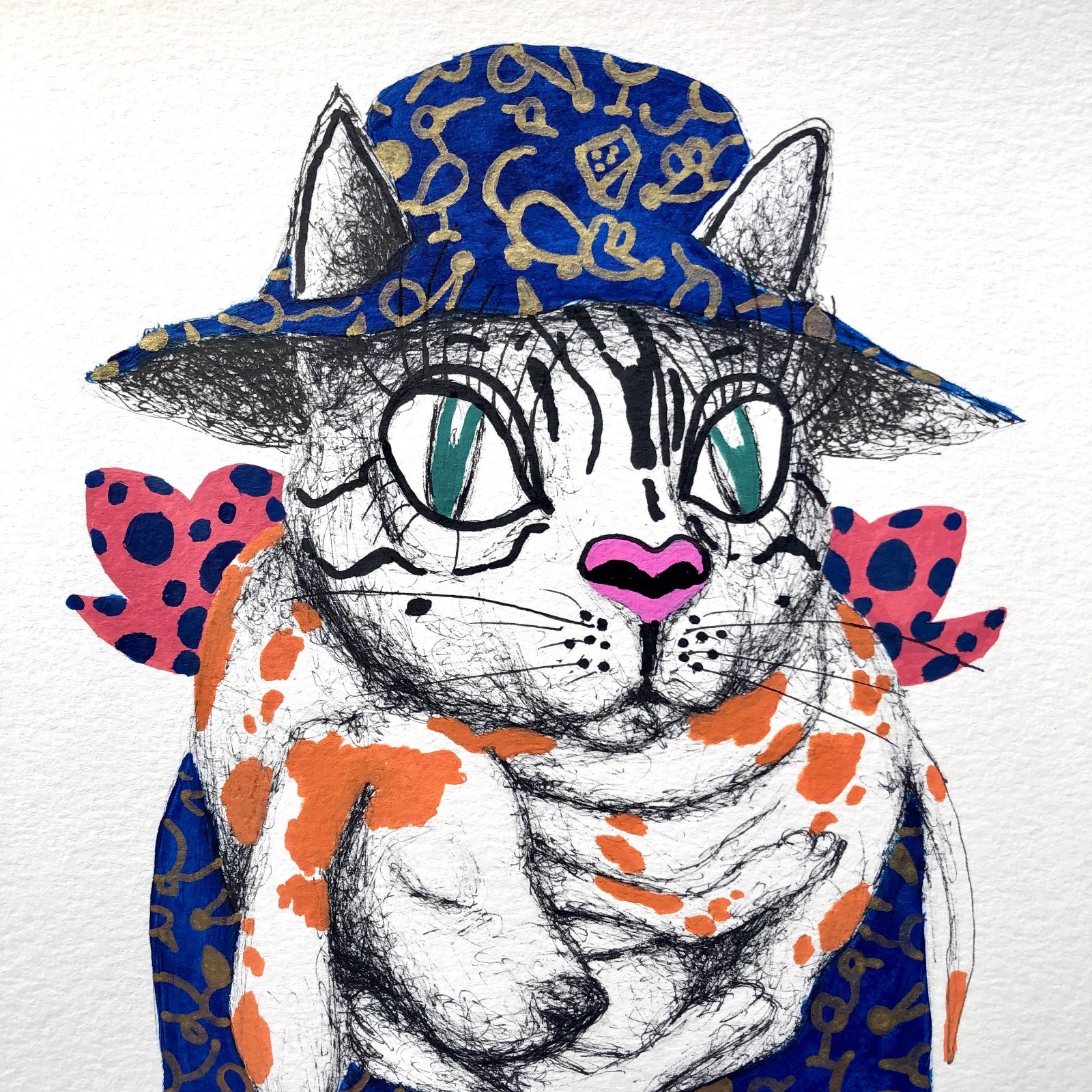 ALAIN DONATE HERNANDEZ ORIGINAL MIXED MEDIA ACRYLIC,INK ON CARDBOARD 9″X 12″