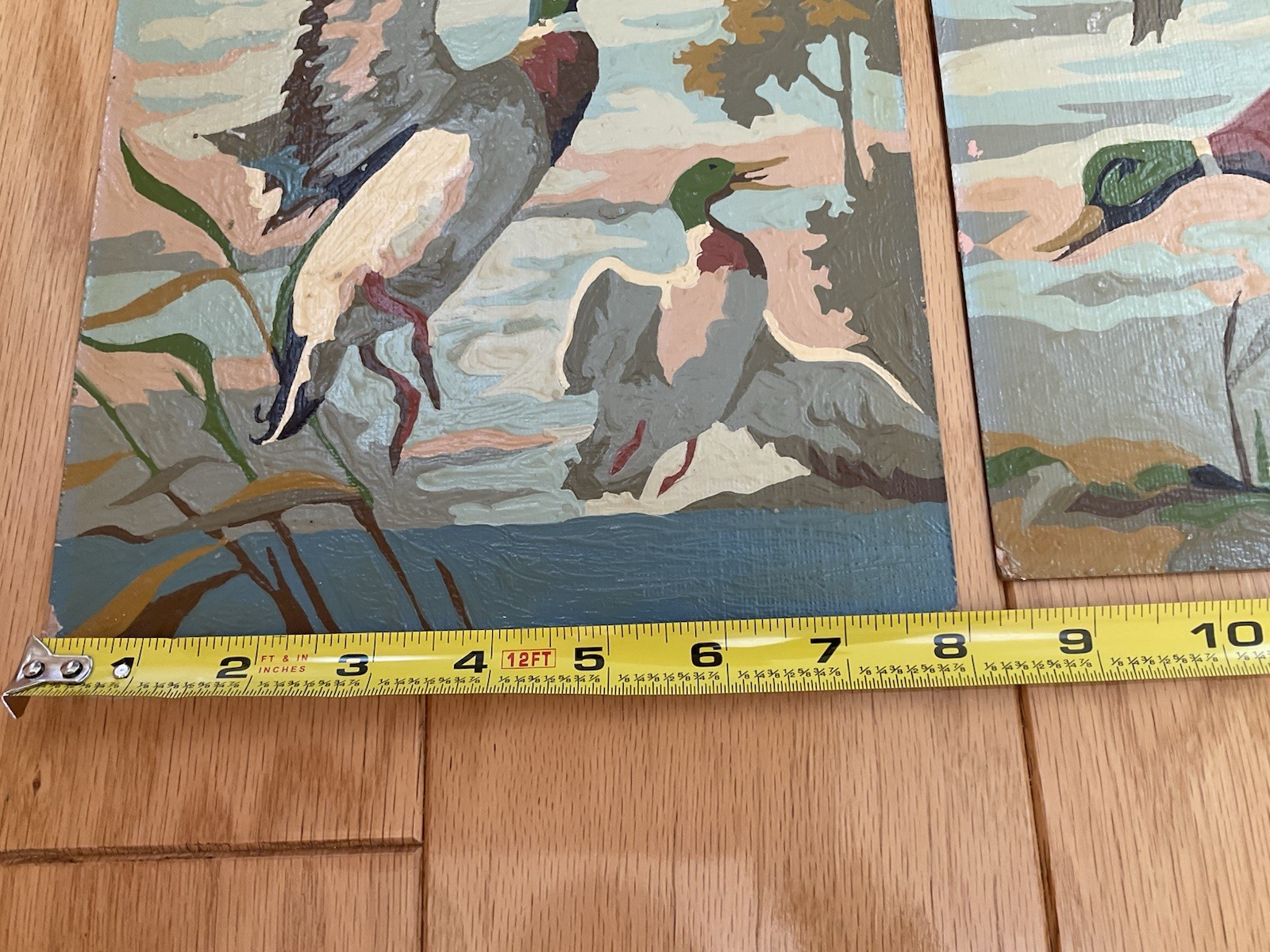 Mallards Ducks in Flight Portrait Paint By Number Set Unframed on Board Vintage