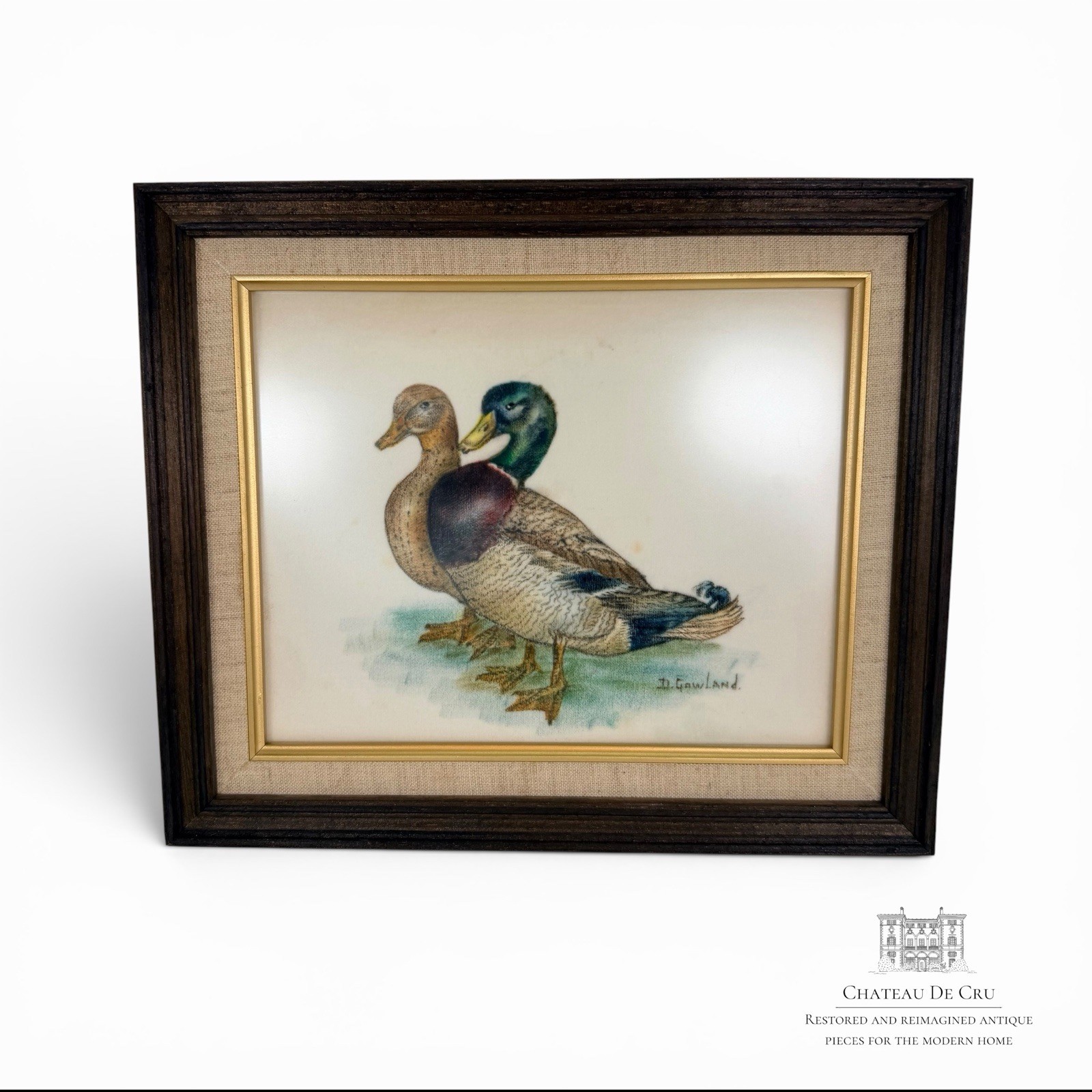 Vintage Mallard Duck Painting Framed Americana Rustic Wall Art 12.5”x11.5”