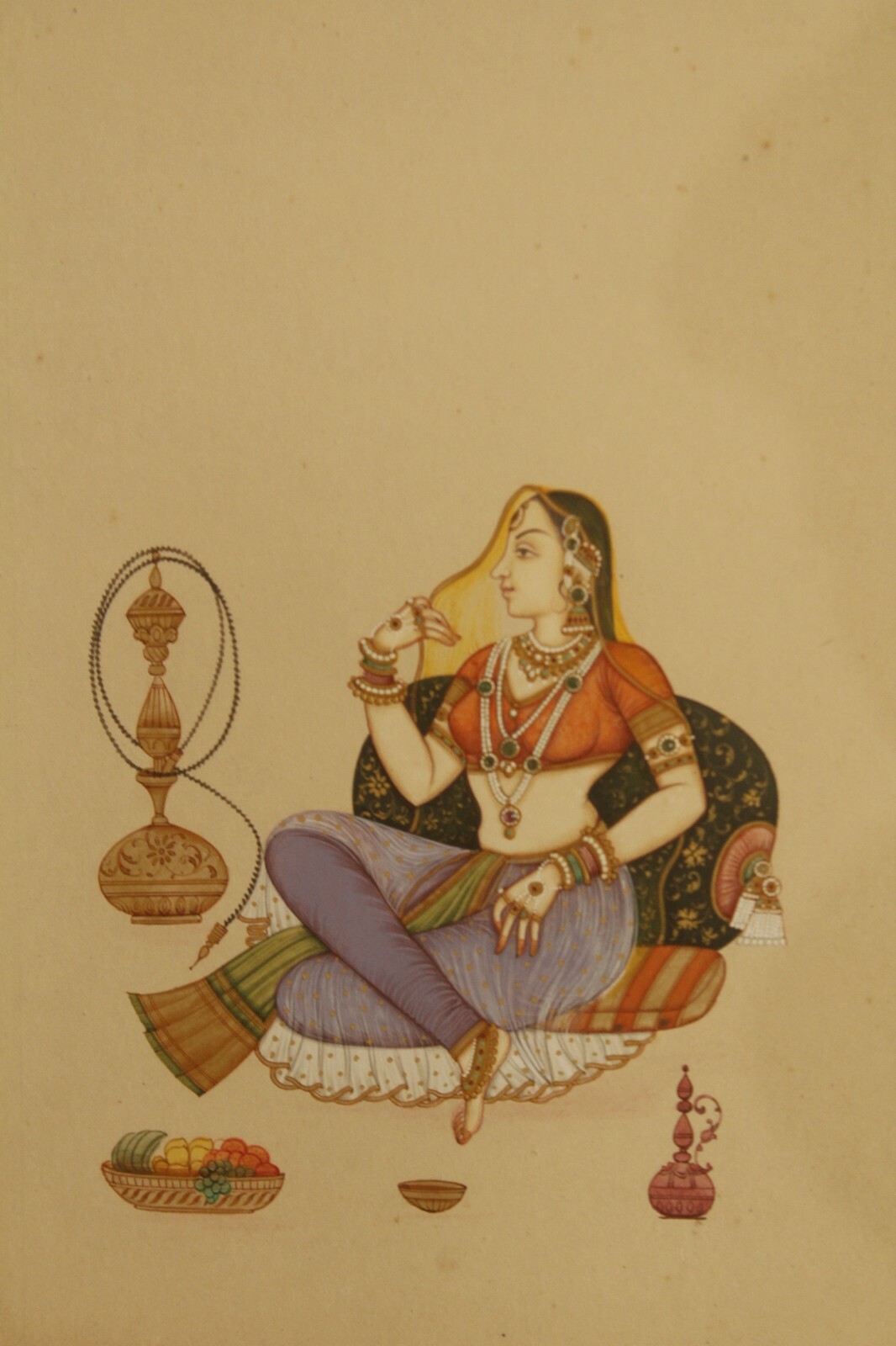 Miniature Portrait Painting Of Mughal Queen With Frame For Wall 11.5×13.5 Inches