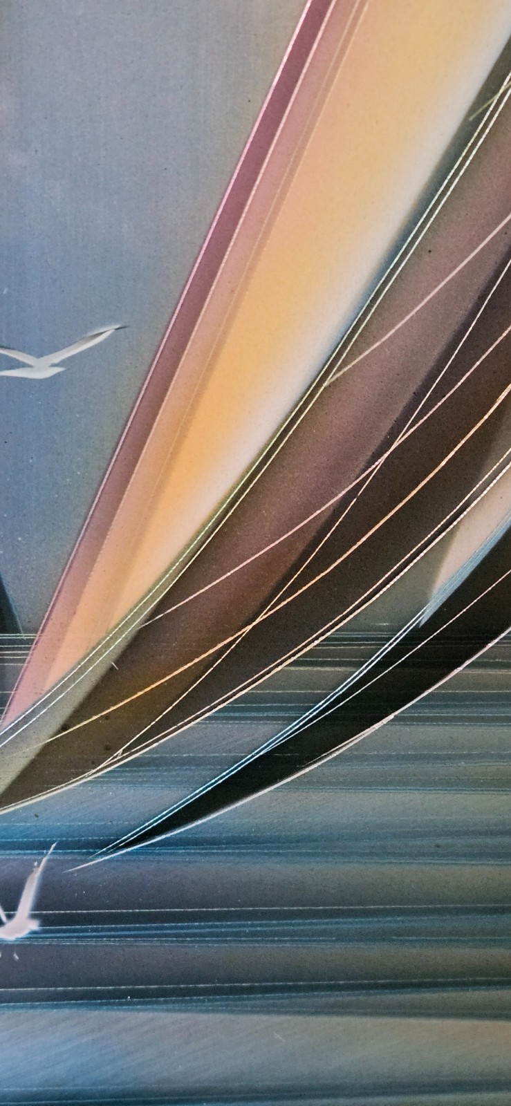 Original Signed 1980 «Sails» Etched Aluminum Airbrushed Painting by TOM GALL