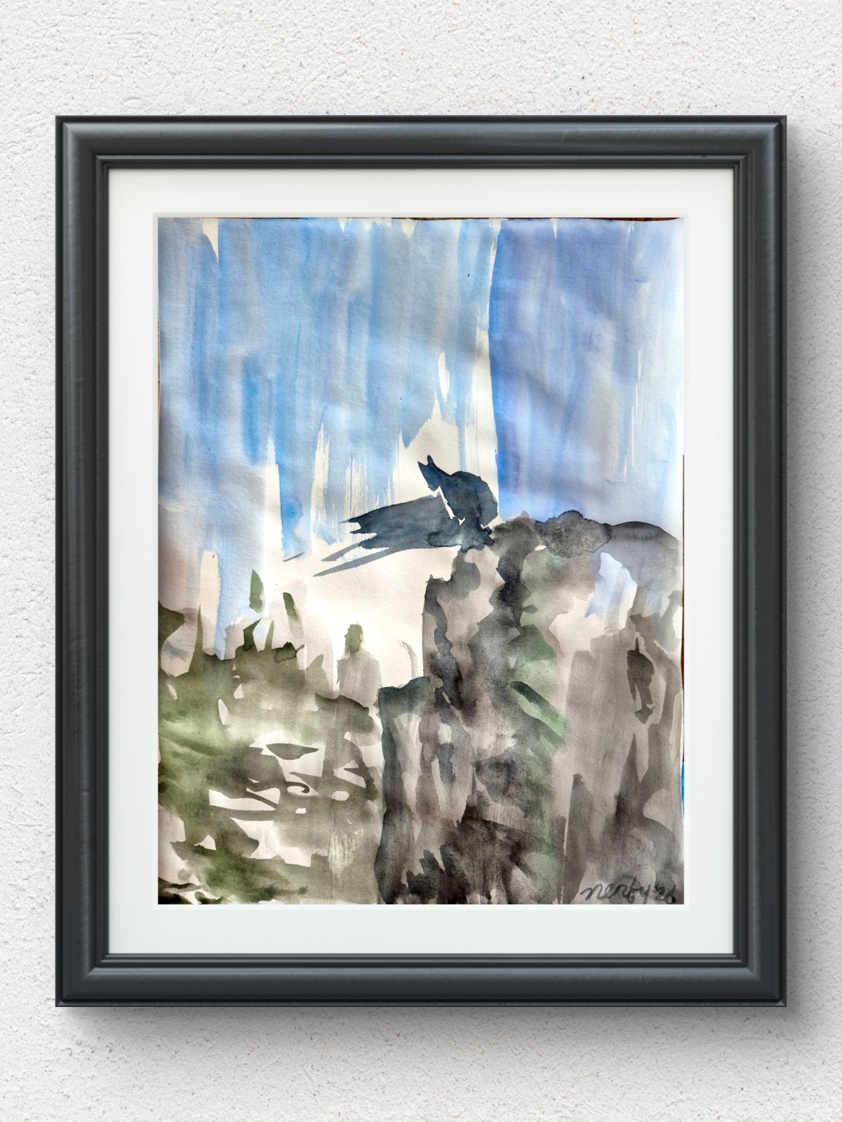 Original Expressionist 11×14 Batman Watercolor on Paper Contemporary Art P081