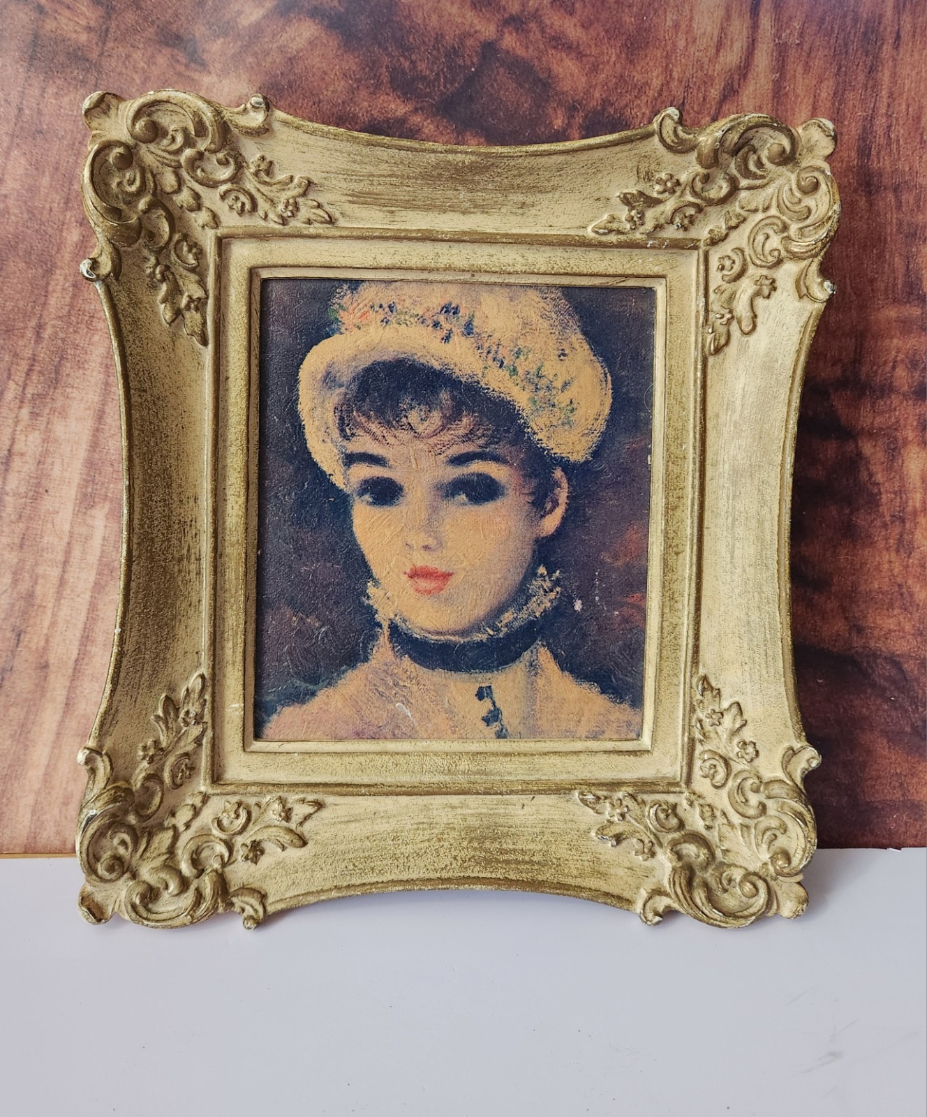 VTG Huldah Cherry Jeffe 1950s Framed Art Portrait Woman MCM Hollywood Regency Fr