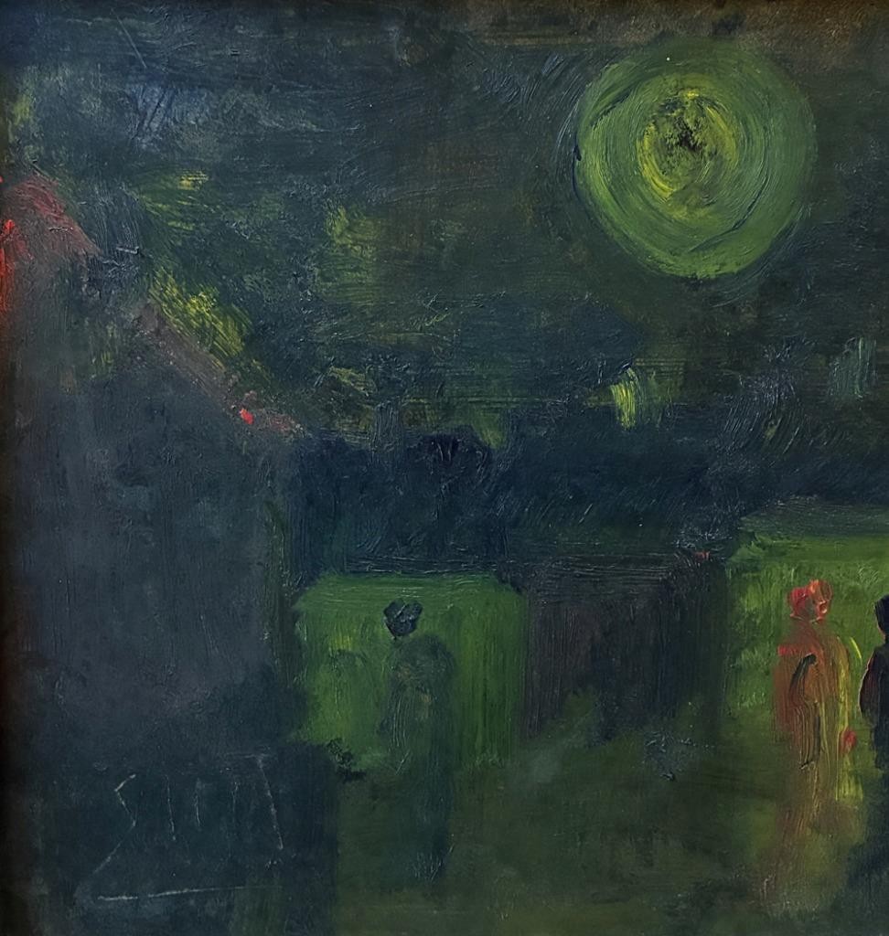 Svend Aage Tauscher (1911) Moonlight over Copenhagen. Dated 1947. COA