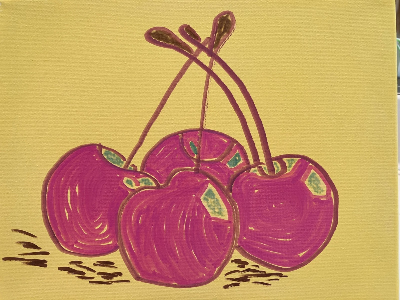 8×10 Acrylic Painting Specialist Delicious Cherries «Kitchen Art Series» Only 1