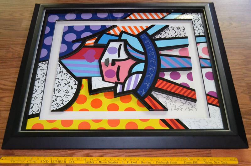 Rare ROMERO BRITTO signed 3D ART Giclee «FREE» 2007, #, Park West COA, Frame