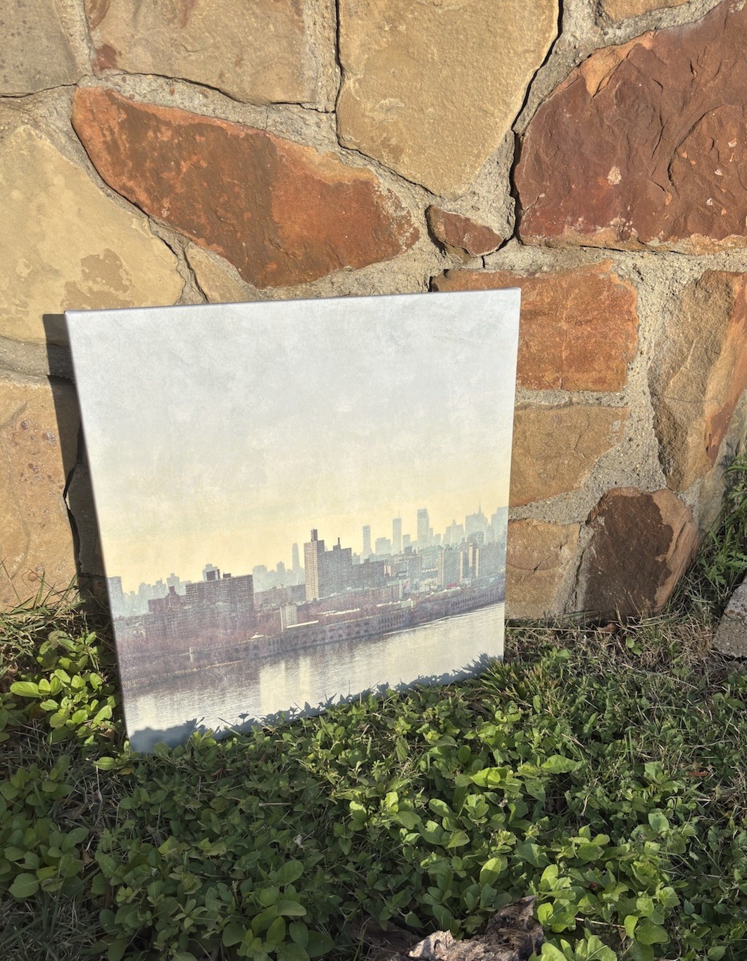 New York City Painting looking across the East River toward Manhattan 22”x22”