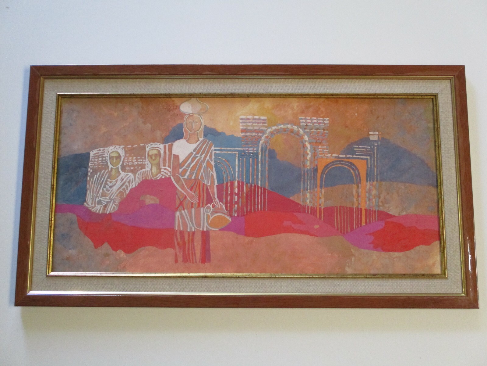 Original Tempera Painting ANCIENT GREECE Ukrainian Berezhnaya Vintage MODERNIST