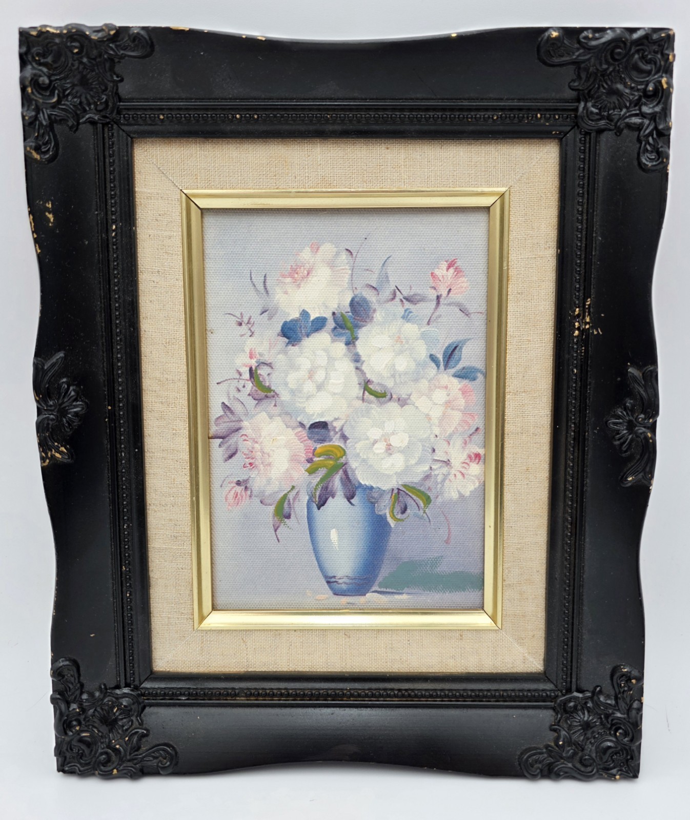 Framed Floral Wall Art Textured Hand Painted Accents Ornate Gallery Wall VTG