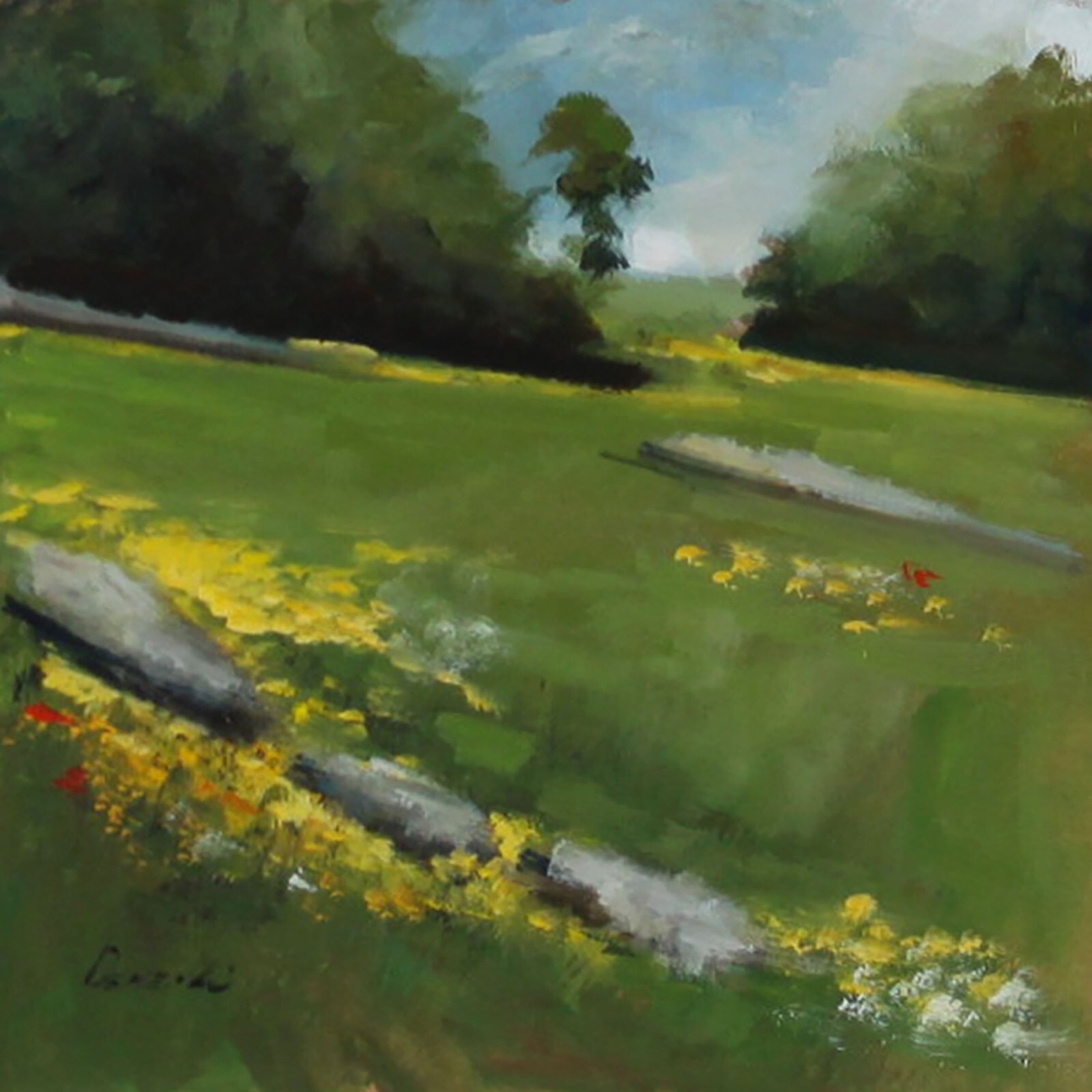 UKRAINE LANDSCAPE Oil painting contemporary 8×8 UKRAINE Demenko Natalia