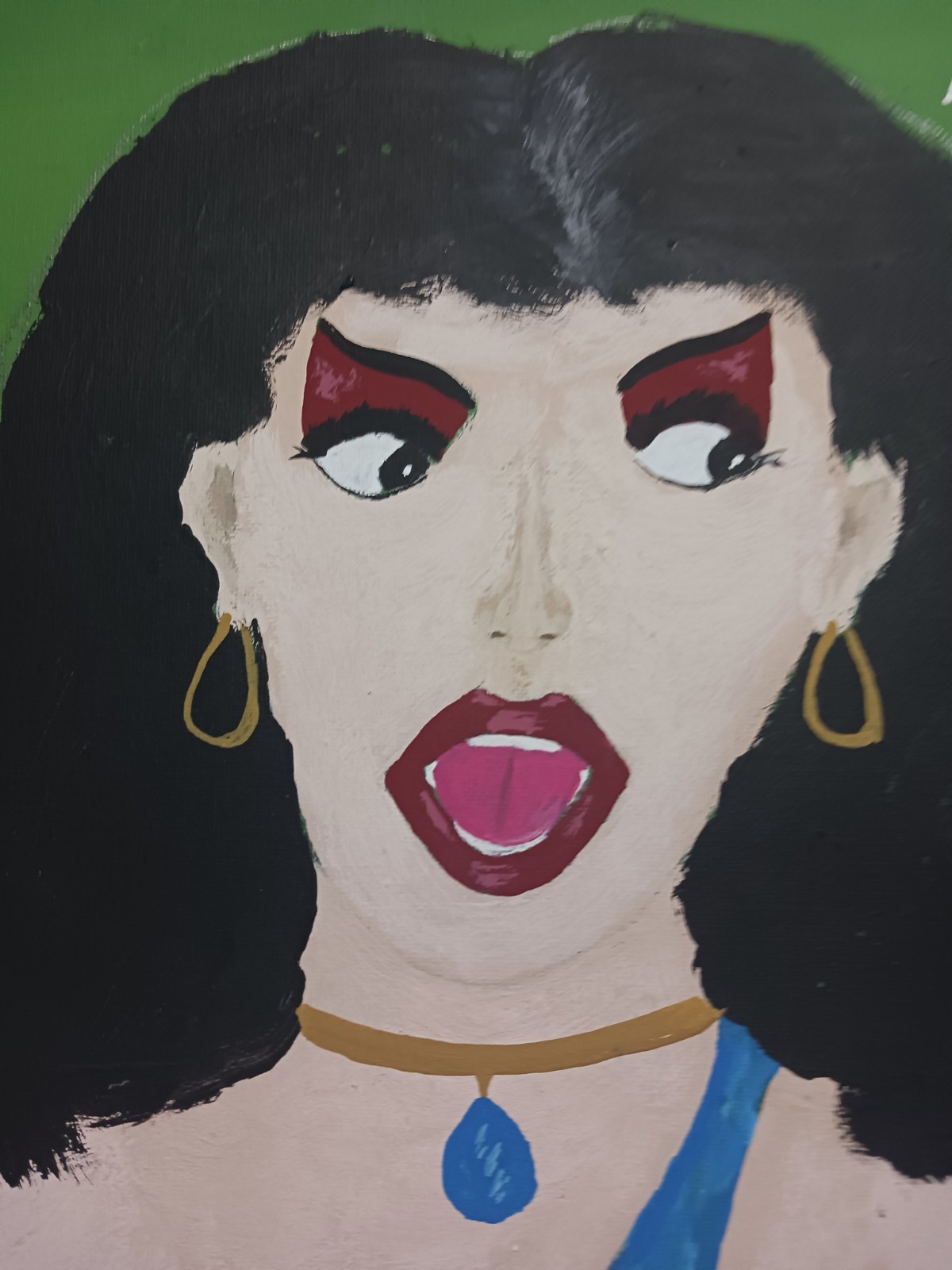 FEMALE PORTRAIT PAINTING 12×16 TITLED (MAD MYRA) A BRIGHT PORTRAIT IN ANGER