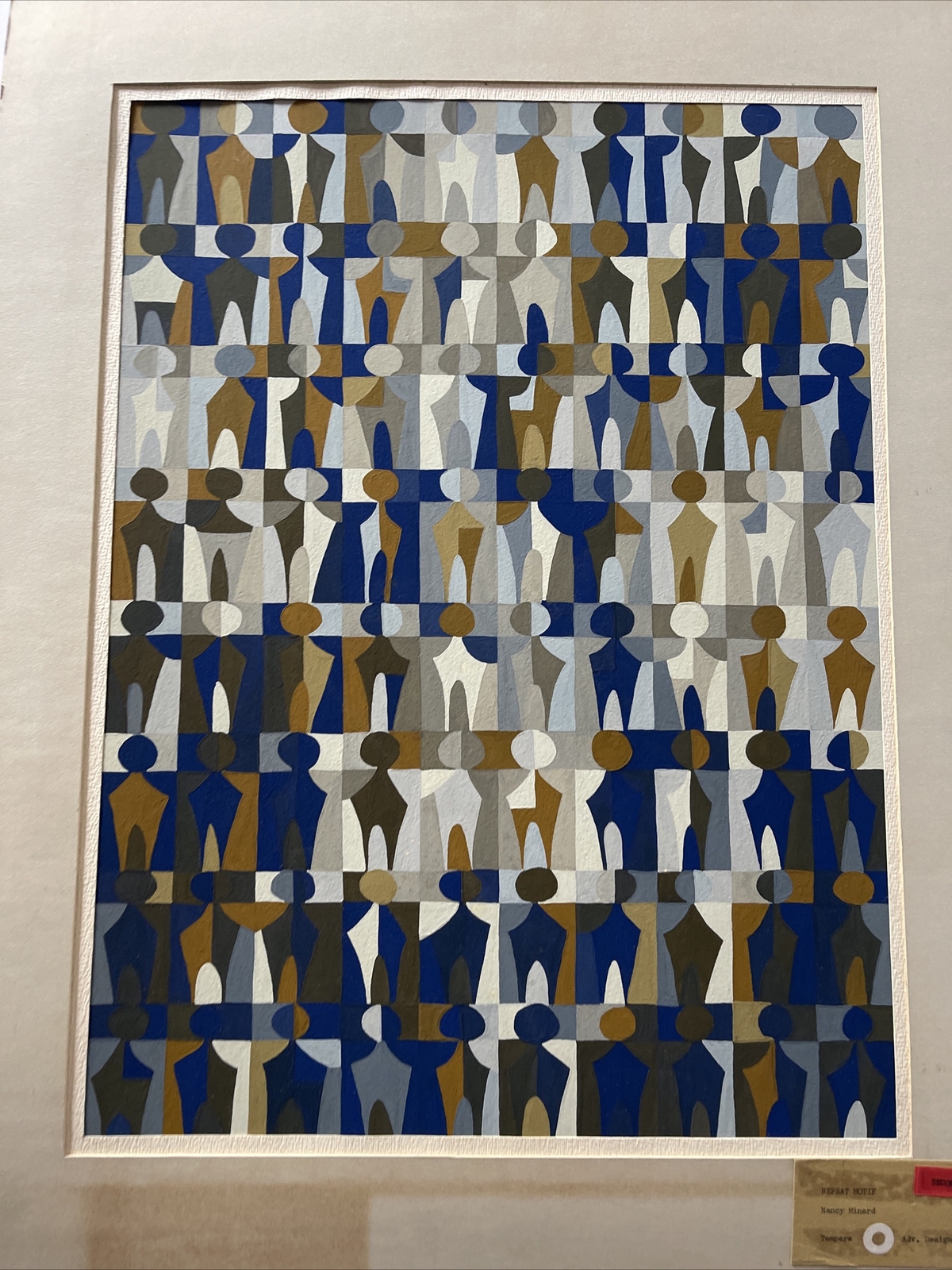 Mid Century Abstract Painting Exhibited award winner Pop Op art Geometric Cubism
