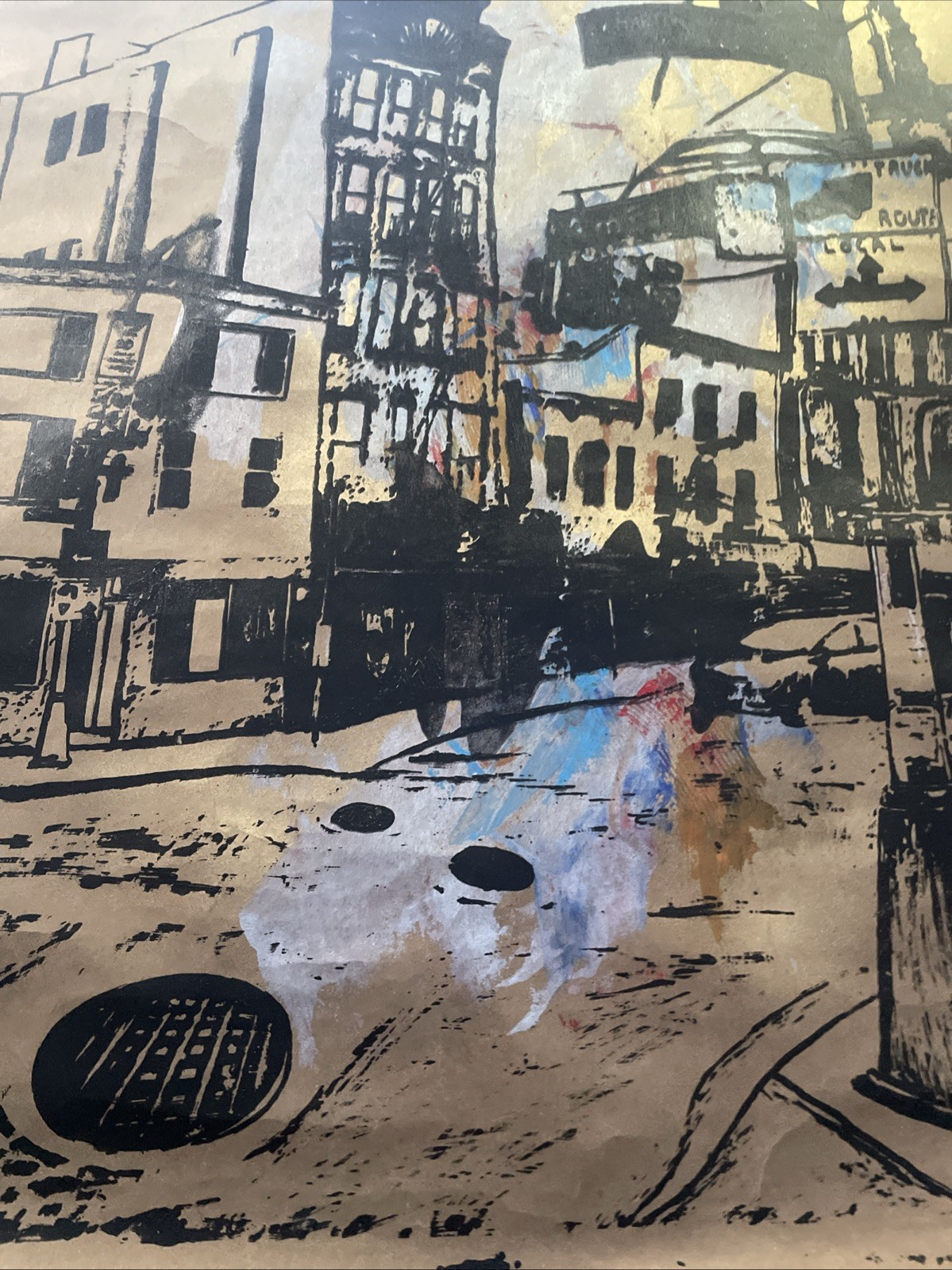 Original Media Painting 29.5” X 24” 125th Street Harlem NYC. Artwork. Signed
