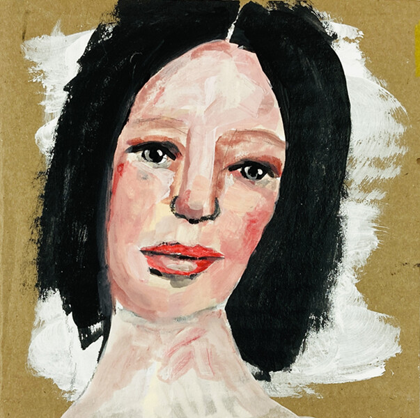 Woman Portrait Painting Expressive Naive Wall Art Miz Katie