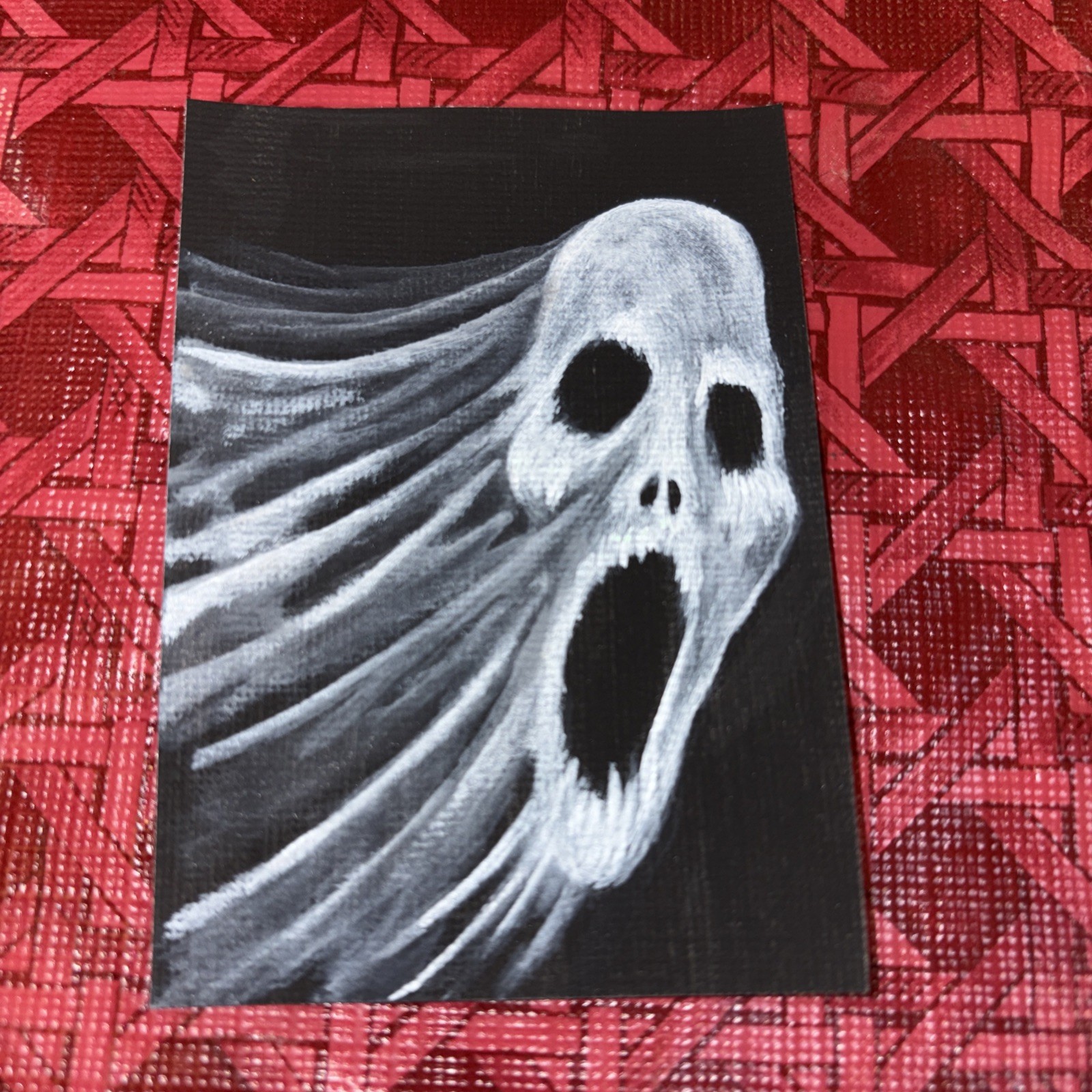 ACEO PRINT Acrylic Painting ATC Miniature Horror Ghost Halloween Scary