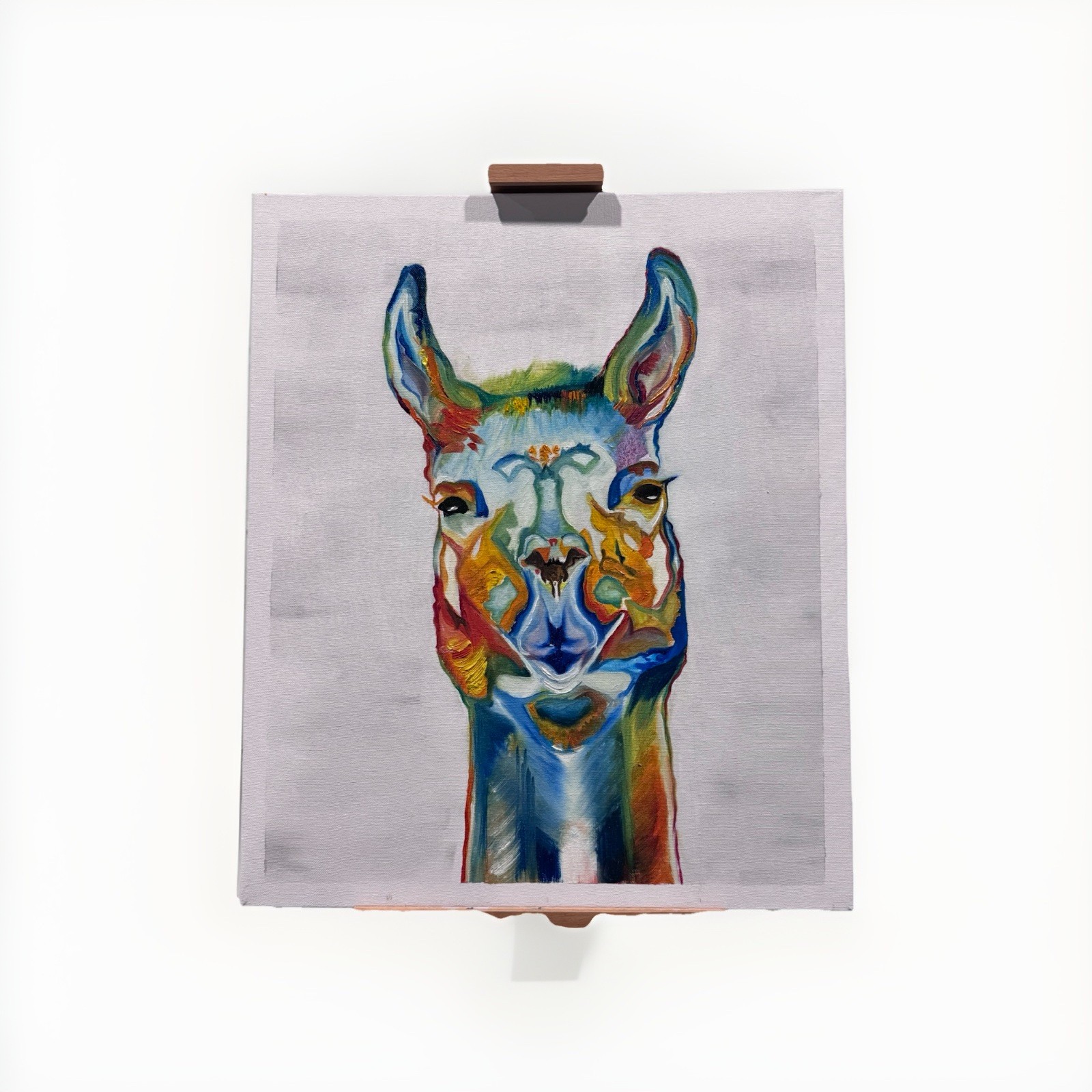 Rainbow Colorful Llama Animal Oil Wall Art Painting South American Peruvian