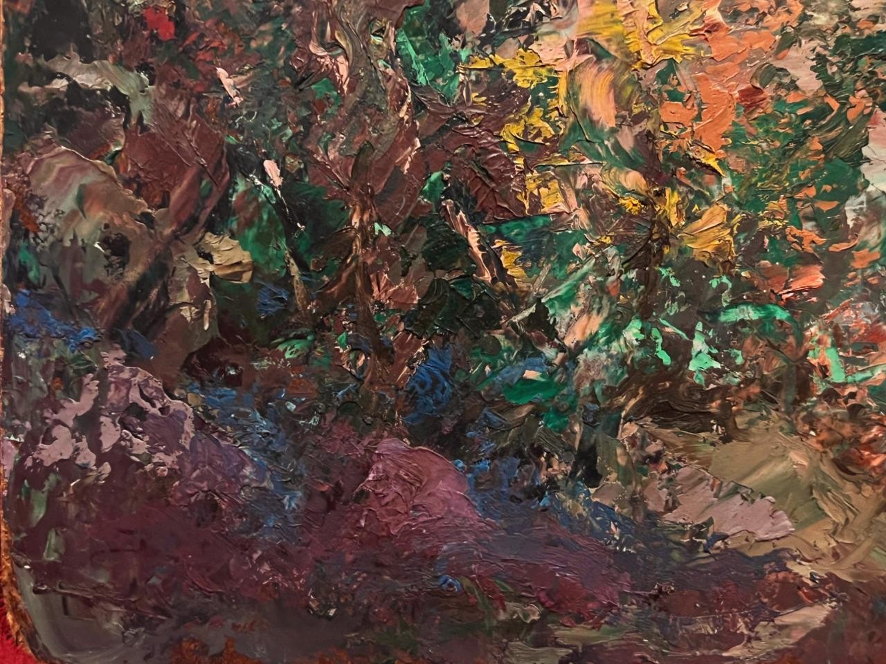 Old 1959 Expressionist Impressionist Landscape Oil Painting Trees Artist Signed