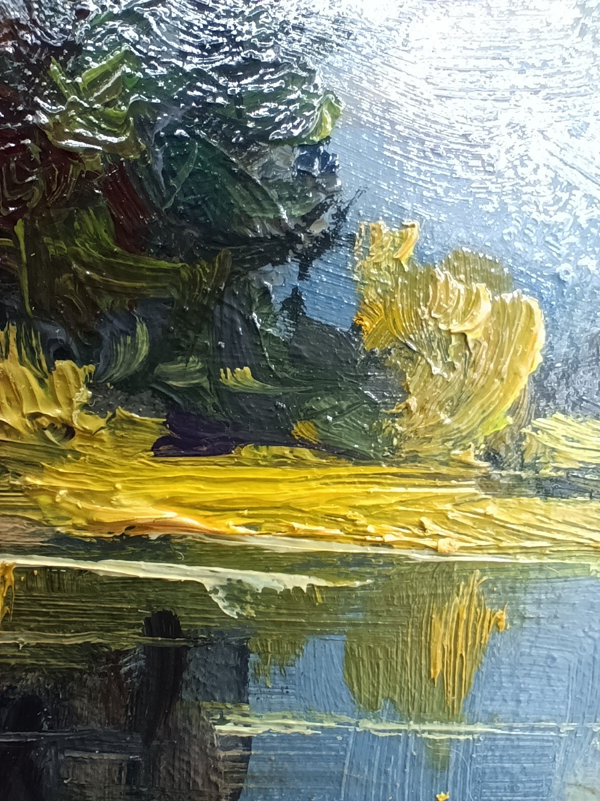 Mountain Lake Original Oil Painting 4×6 Framed Signed Alpine Landscape Forest Ar