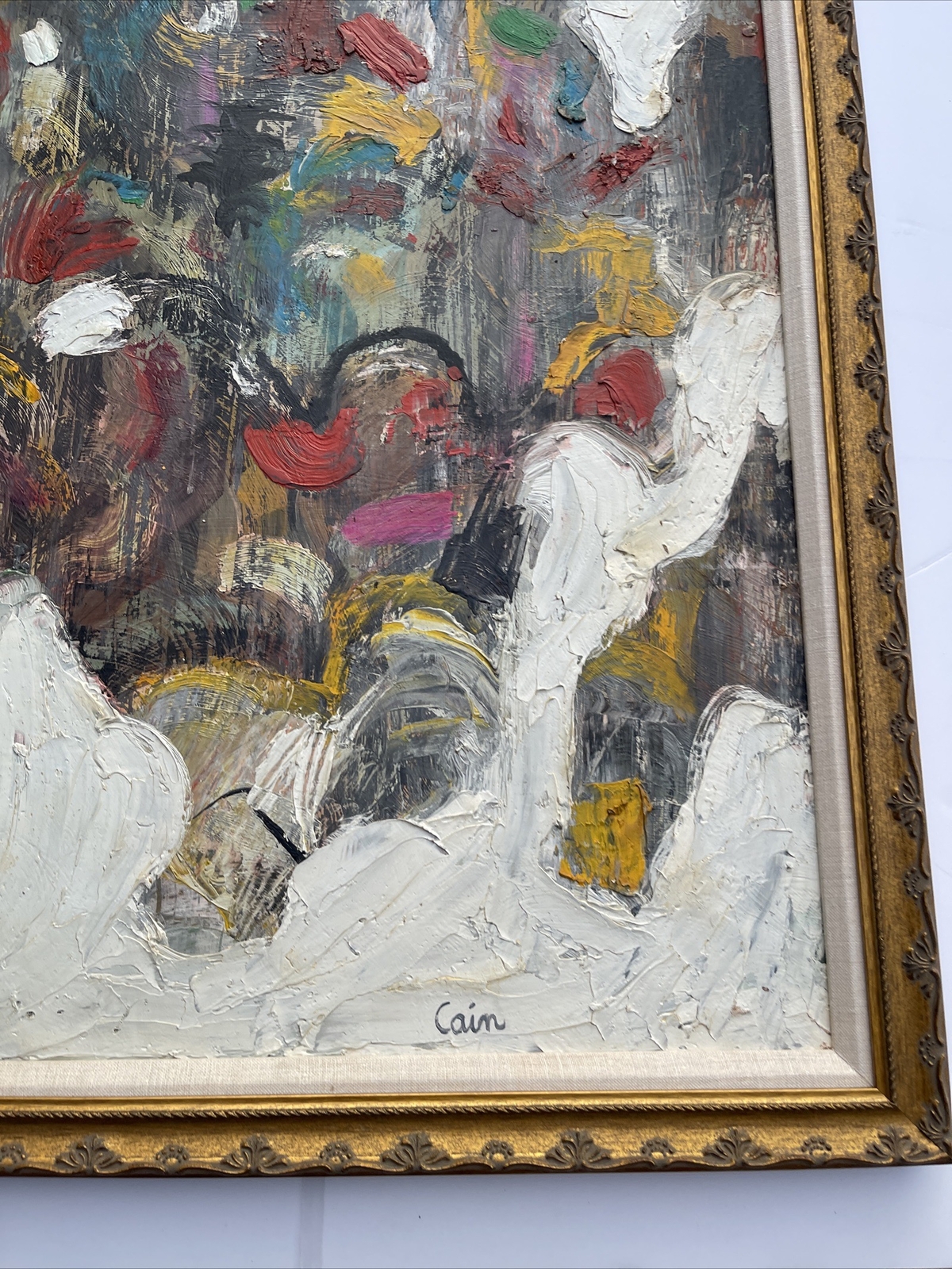 Jo Cain PAINTING ANTIQUE EXPRESSIONISM Mid Century AMERICAN CUBISM RARE Large