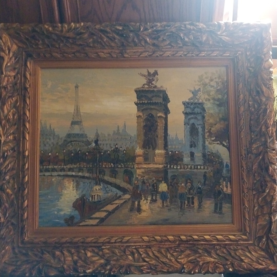 Possible Caroline C Burnett 1877-1950 Original Oil Painting Eiffel Paris Clump