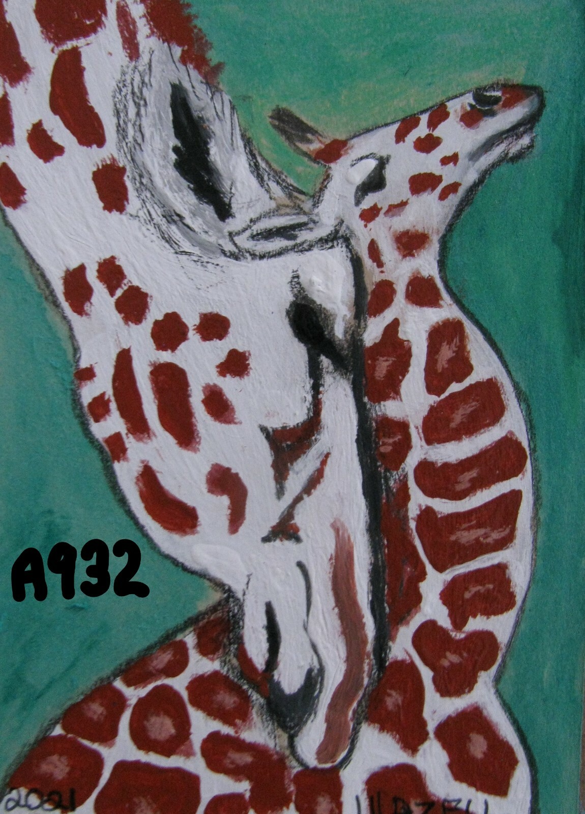 A496 «SNUBNOSED MONKEY» ORIGINAL ACRYLIC ACEO PAINTING BY LJH
