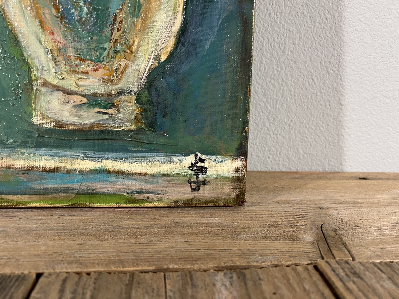 1955 Post-War Japanese Expressionism Fruits Still Life Oil Painting Semi Antique