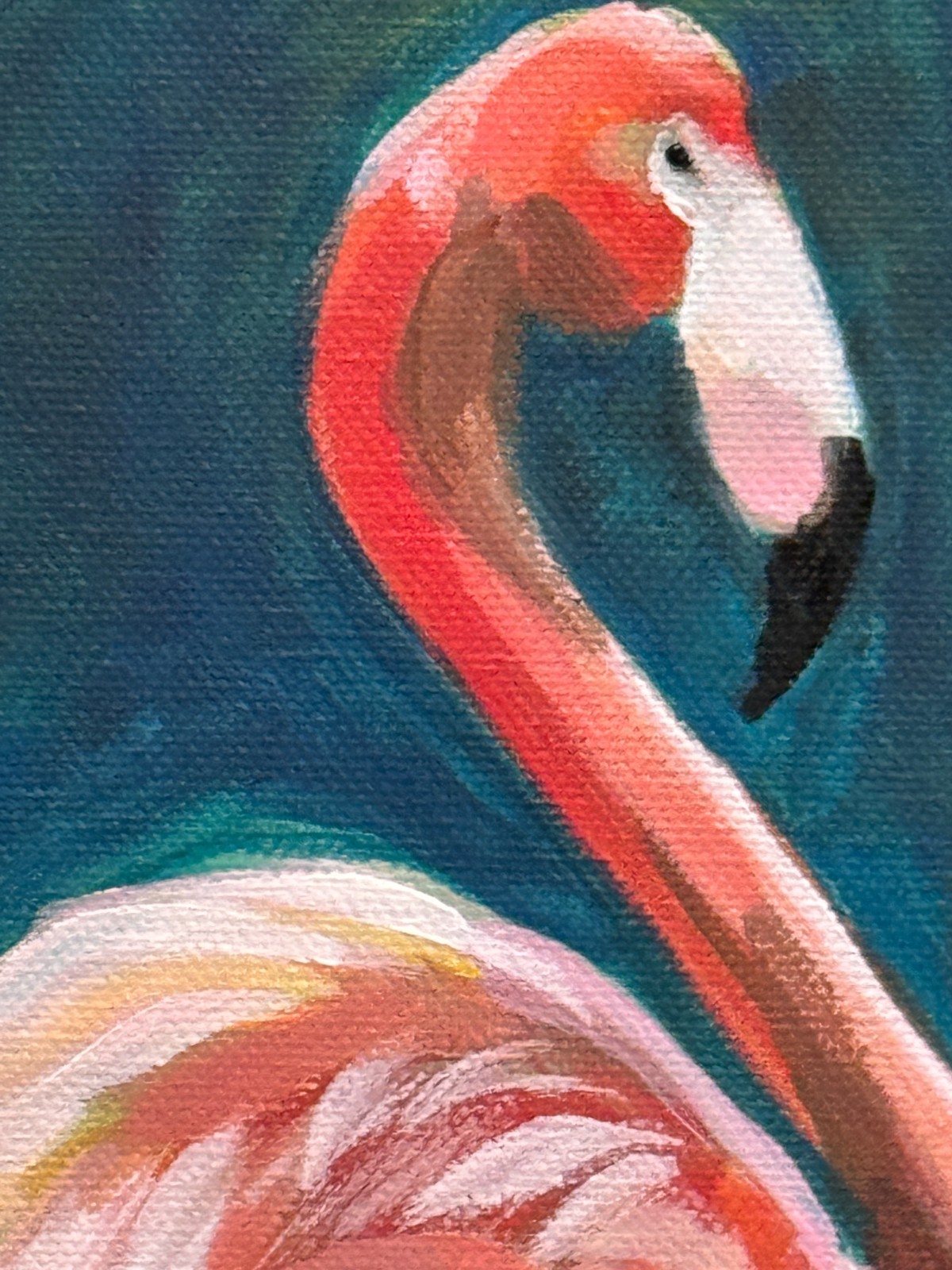 Flamingo Original Signed Acrylic Painting on Canvas 12×16 Wall Art