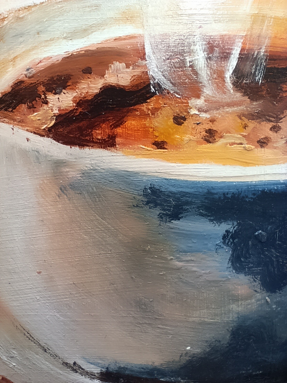 Original Coffee Cup Oil Painting Impasto Food Art Framed Miniature 4×4″