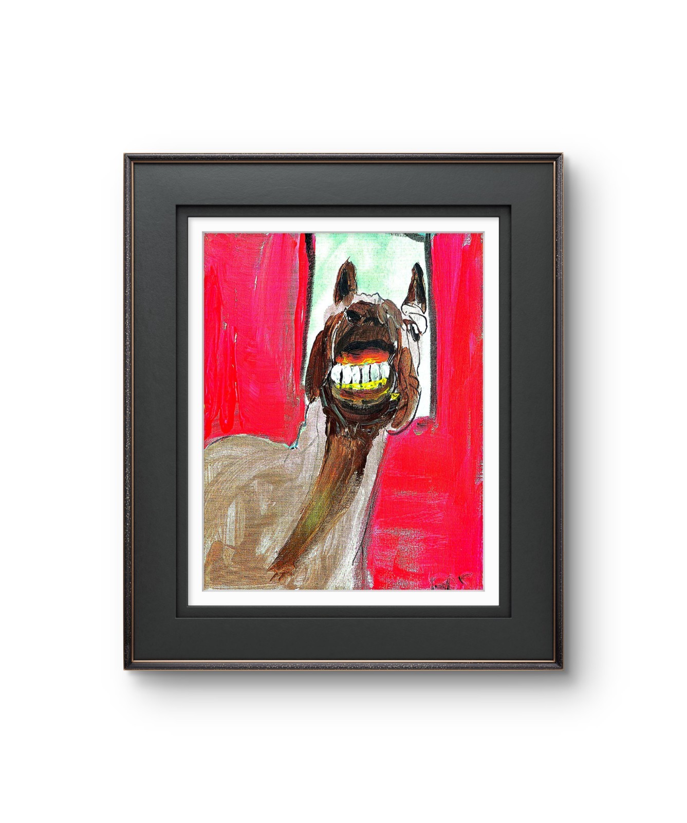 Laughing Horse Modern Abstract Face Expressionism Acrylic Art