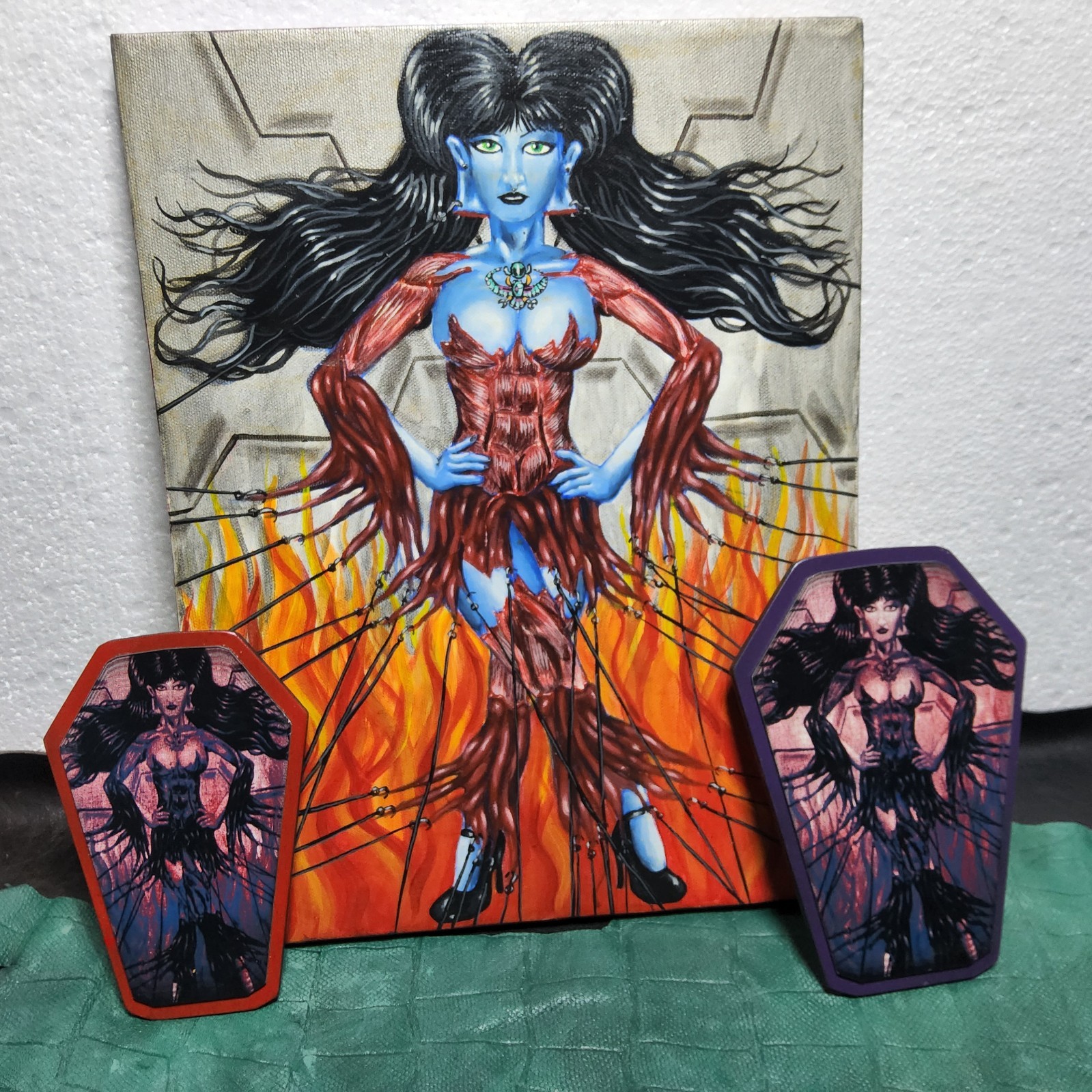 1 original 2 prints horror pinup girl art zombie girl meat dress hooks tattoo