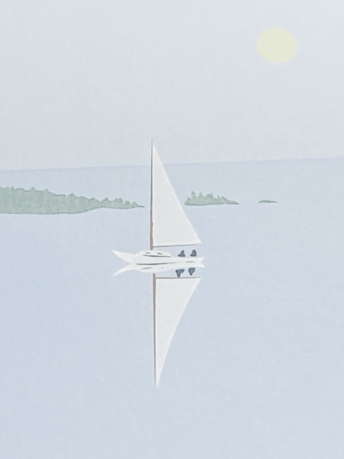 Artist L Hoglund Awesome Print #63/150 Title»Fog» View from Two in a SailBoat