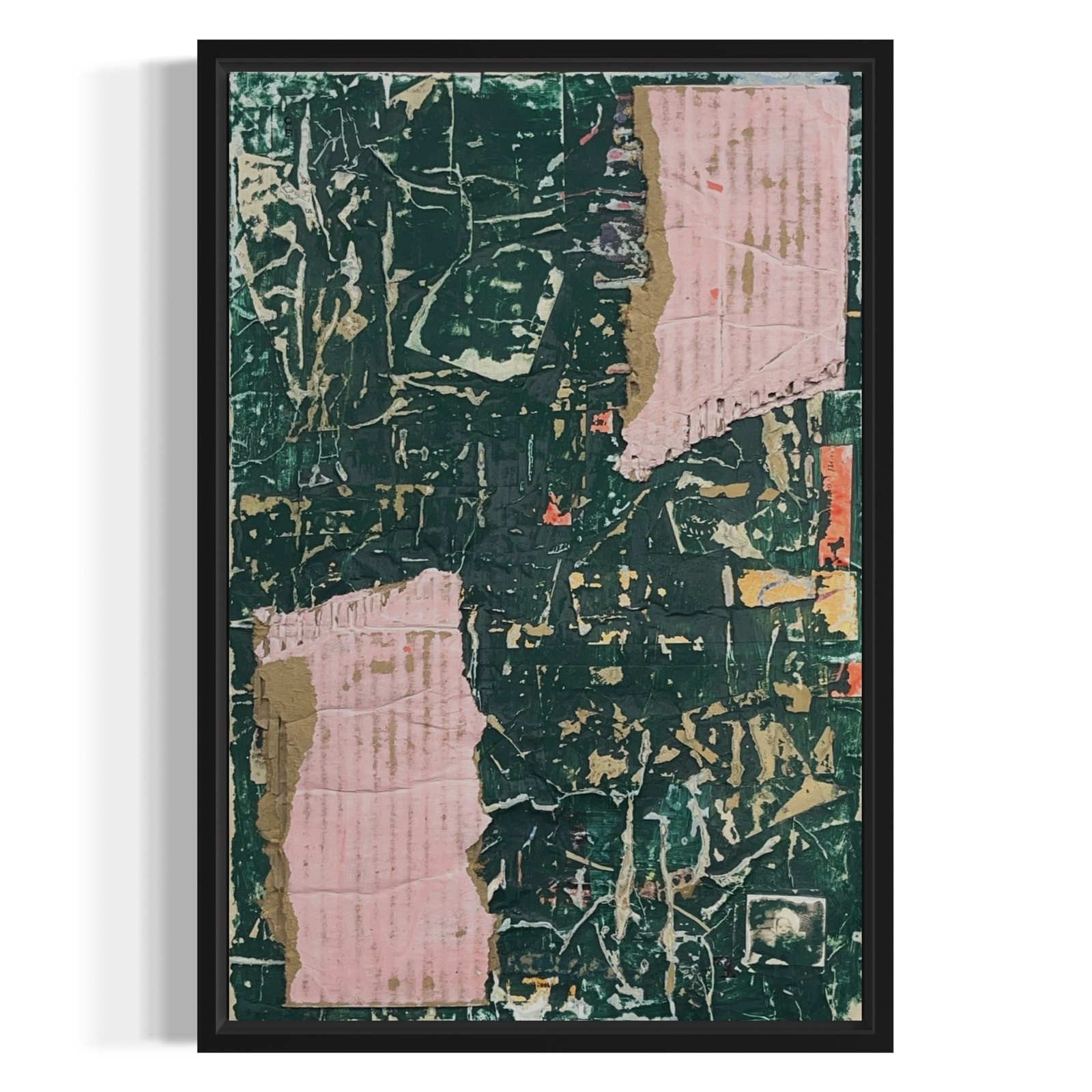 Original Framed Mixed Media Modern Art Collage Painting 12×18 «Avenue»